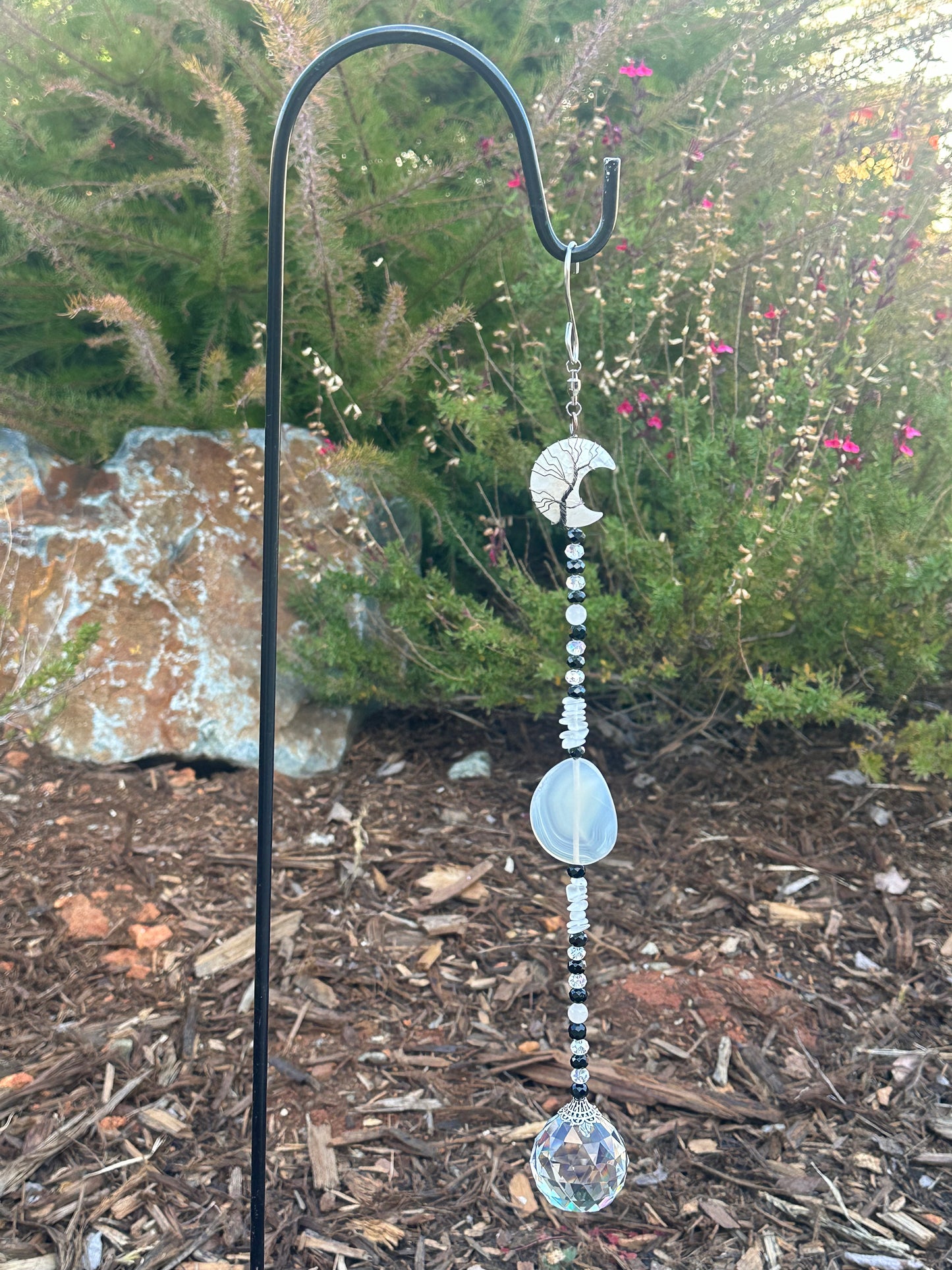 Wire-Wrapped Crescent Moon Suncatcher With 40 mm Prism 🌙✨