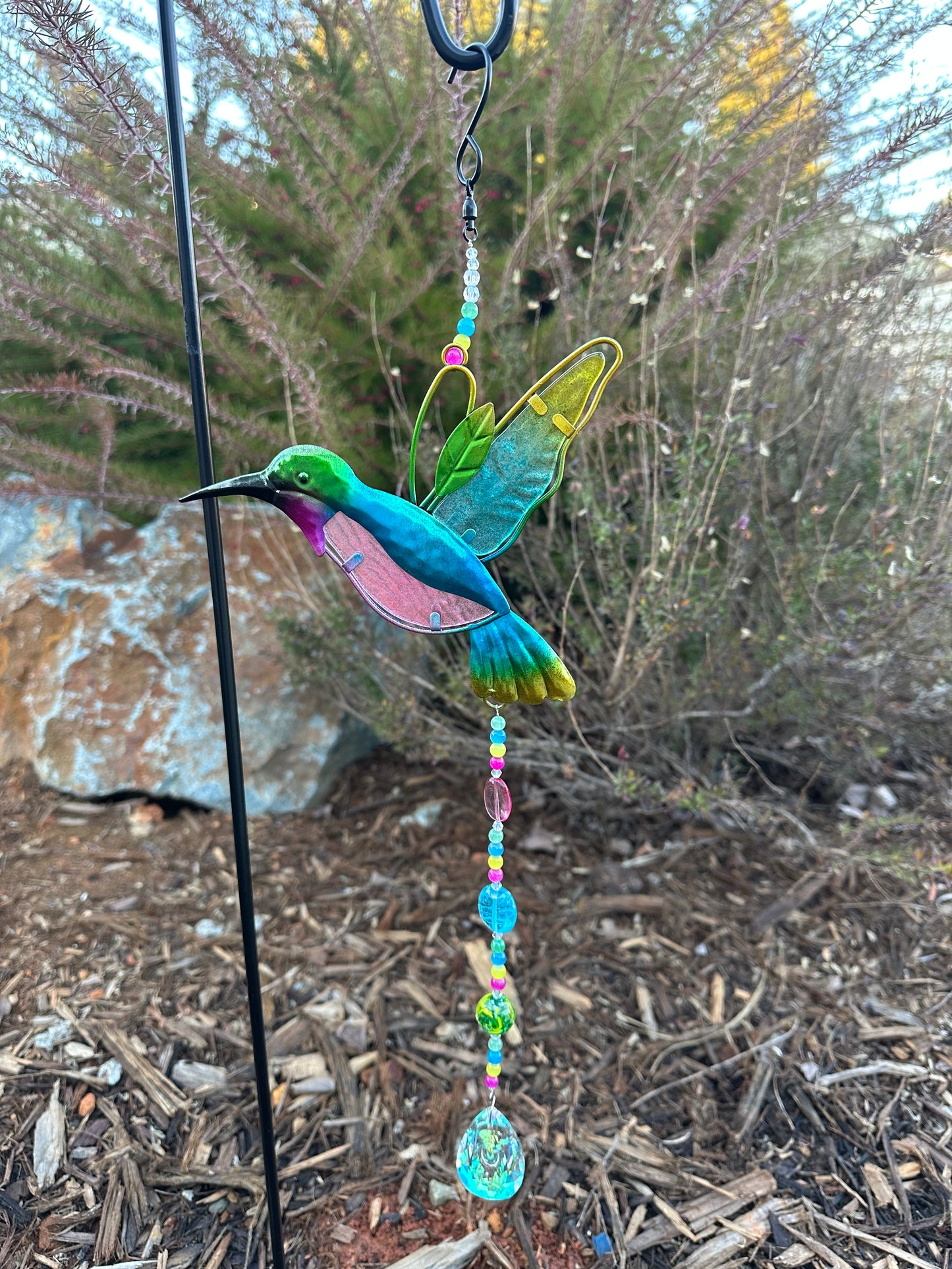 Hummingbird Suncatcher with Green Aventurine and Agate