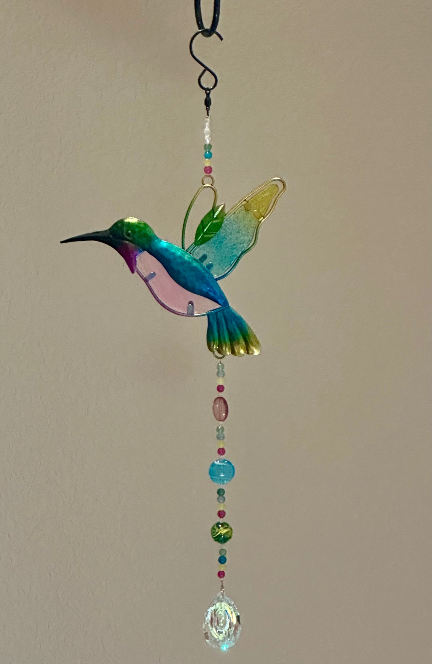 Hummingbird Suncatcher with Green Aventurine and Agate