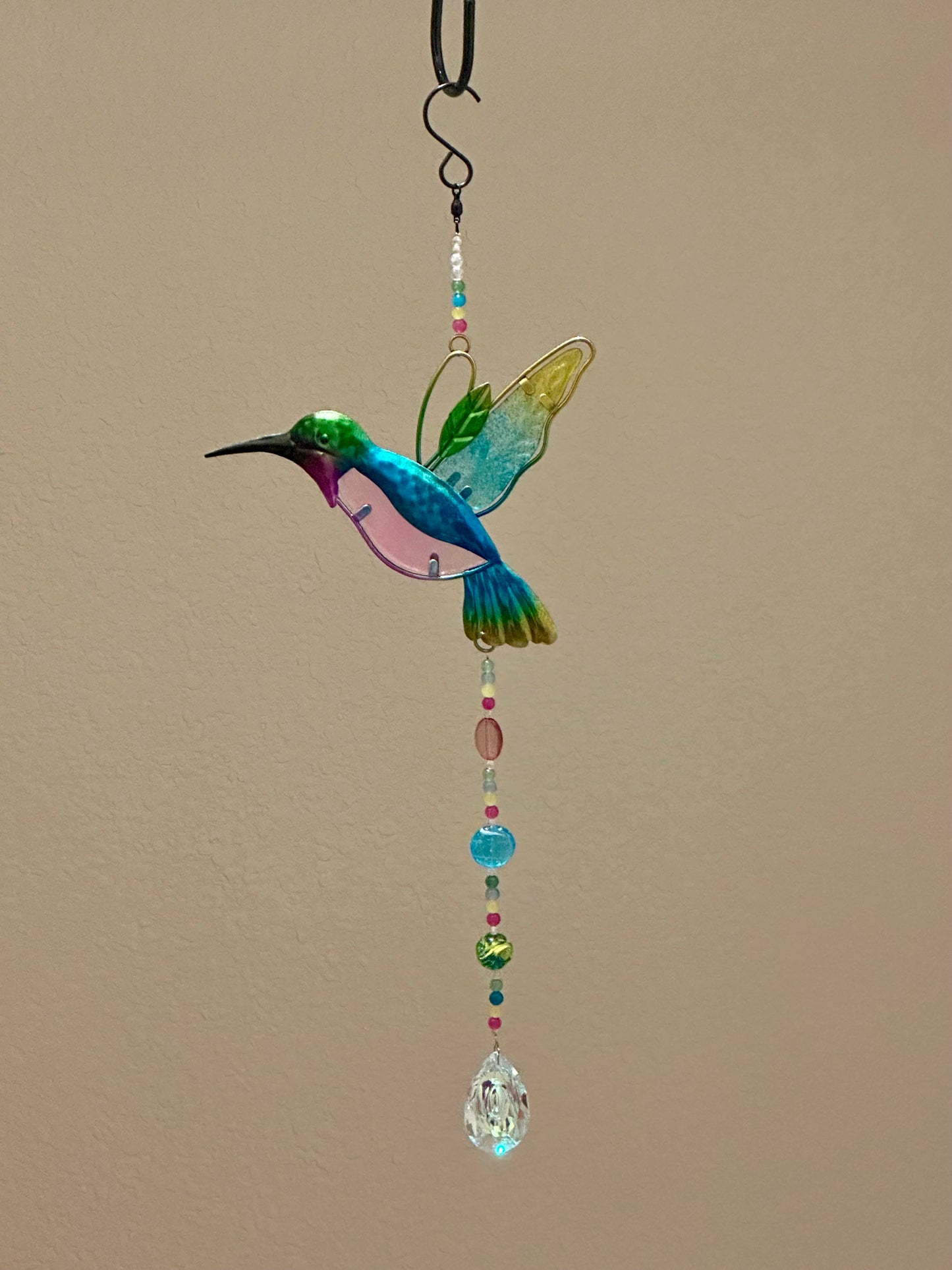 Hummingbird Suncatcher with Green Aventurine and Agate