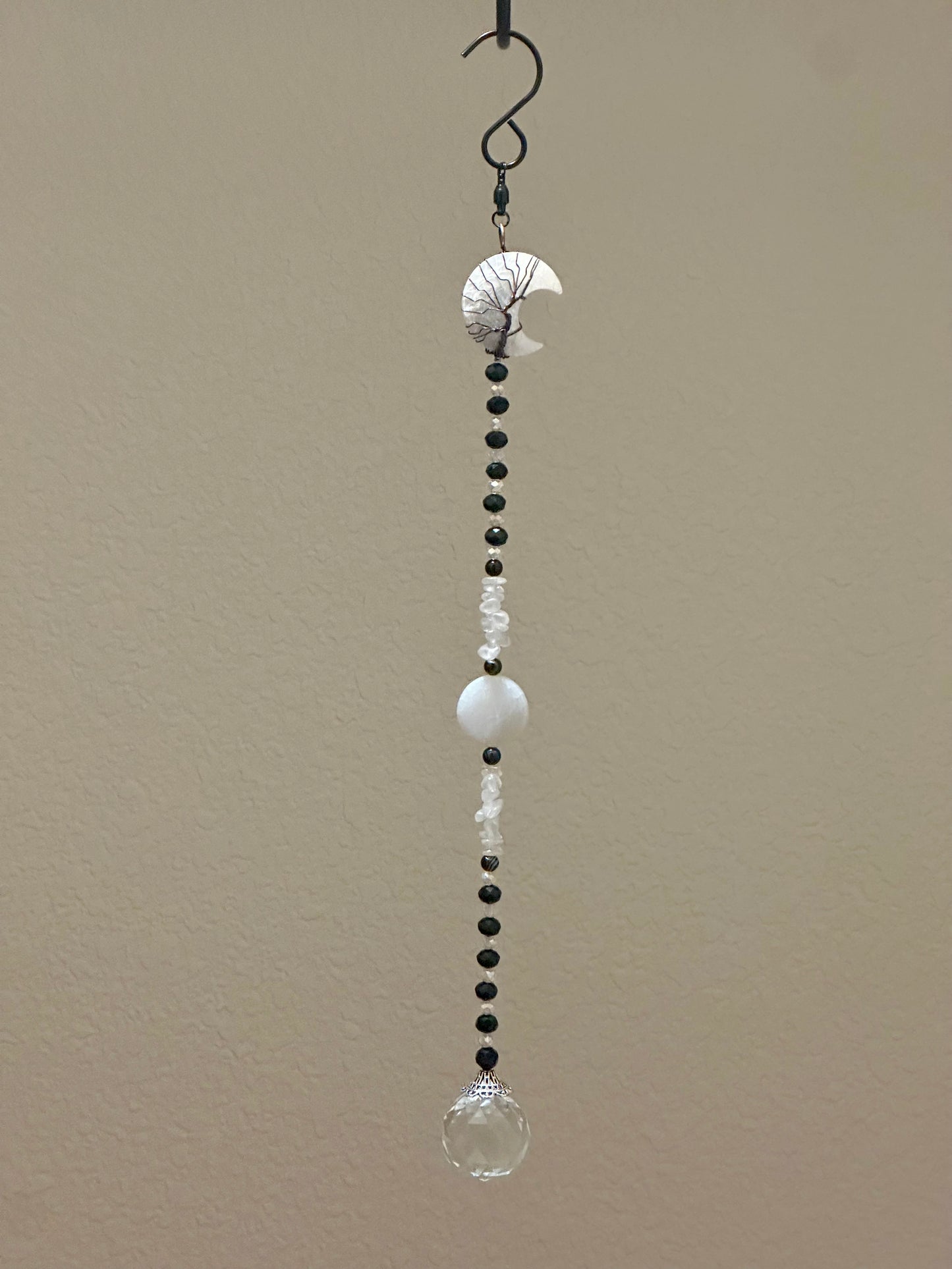 Wire-Wrapped Crescent Moon Suncatcher With 30 mm Prism 🌙✨