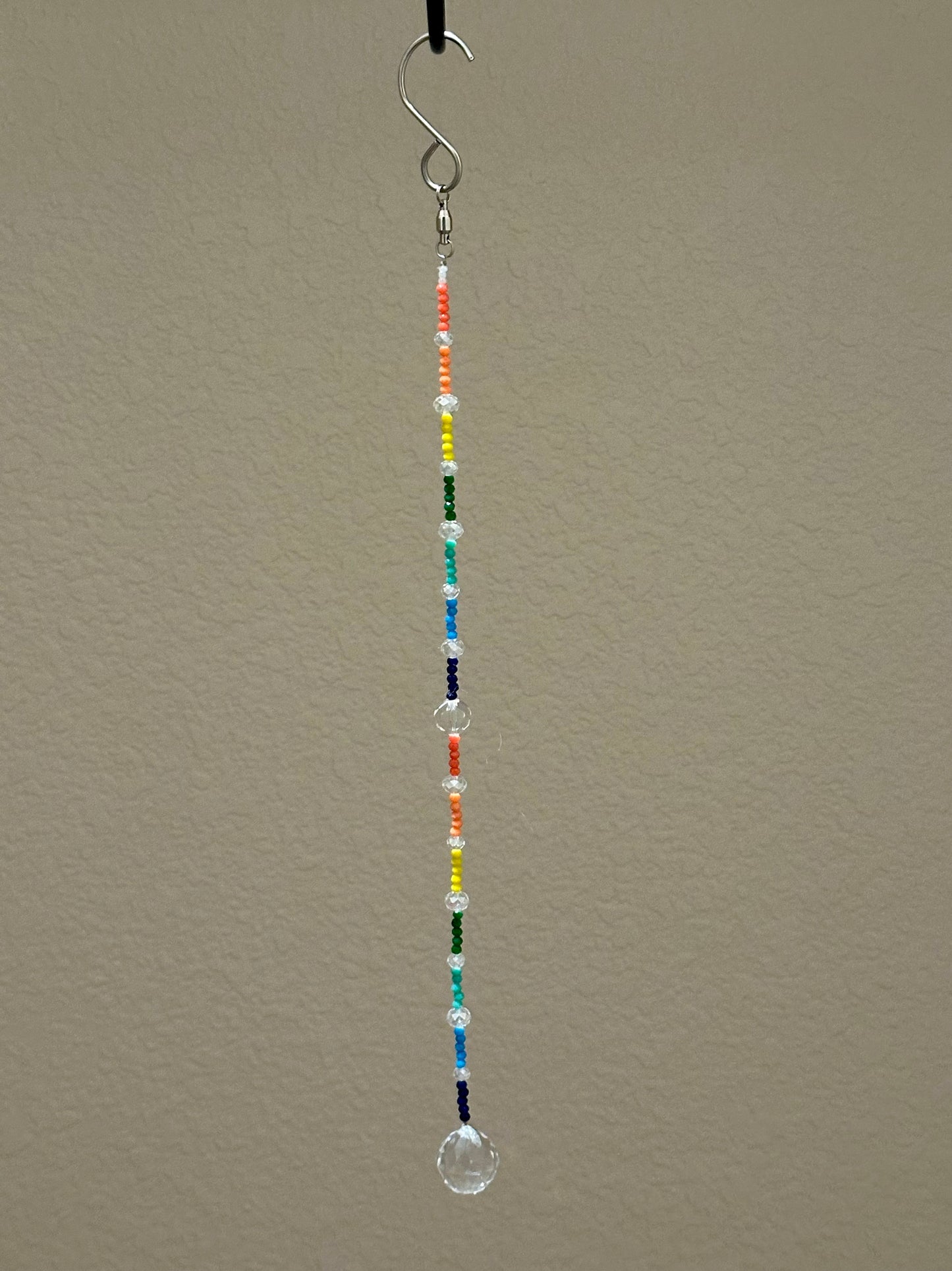 Rainbow and Clear Crystal Glass Beaded Suncatcher