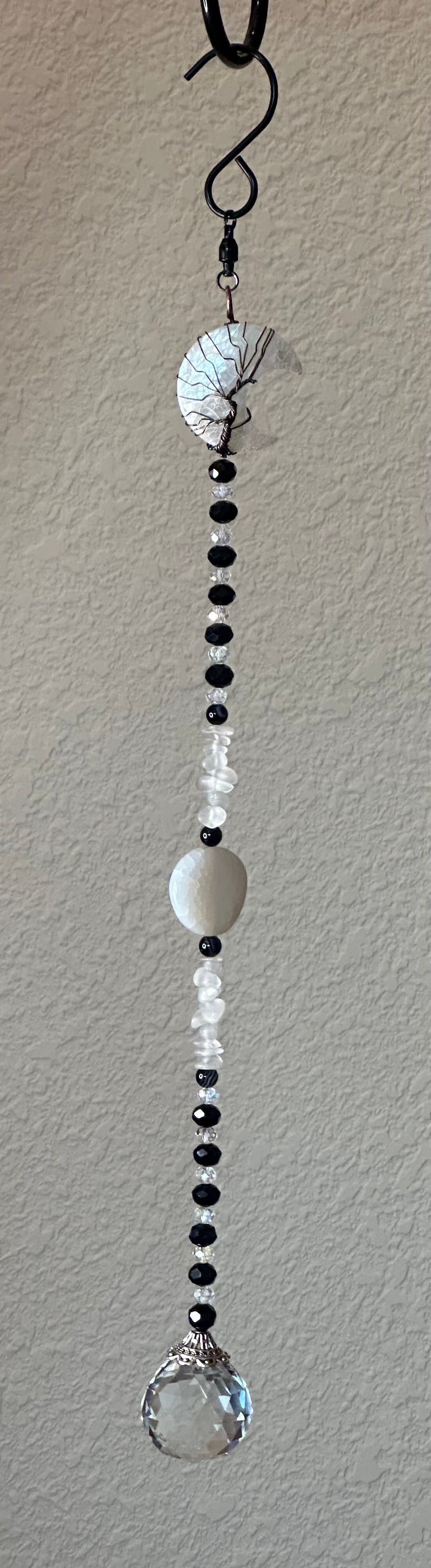 Wire-Wrapped Crescent Moon Suncatcher With 30 mm Prism 🌙✨