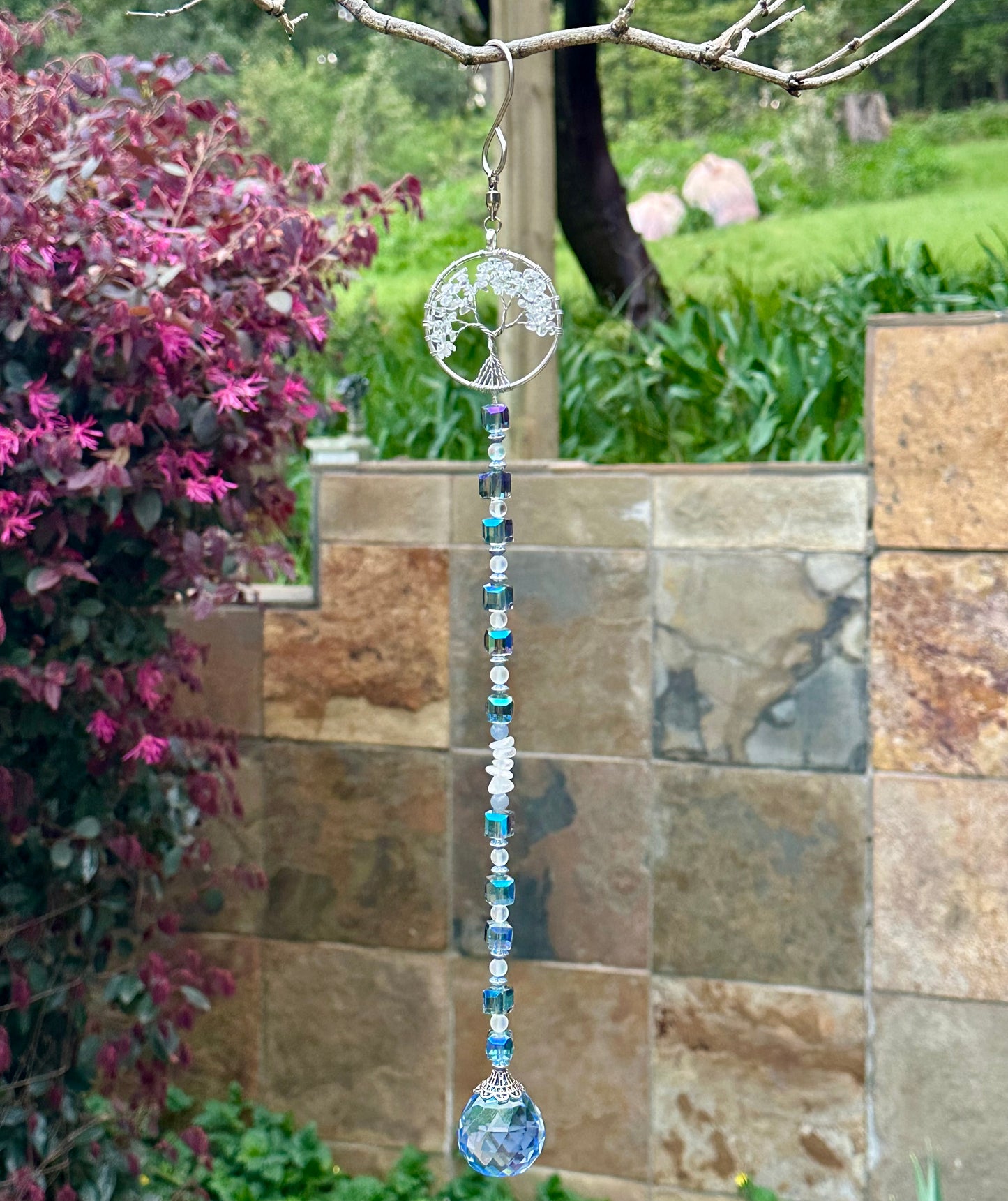 White Quartz Tree of Life Suncatcher