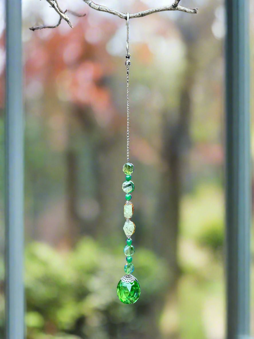 Green Aventurine and Agate Suncatcher