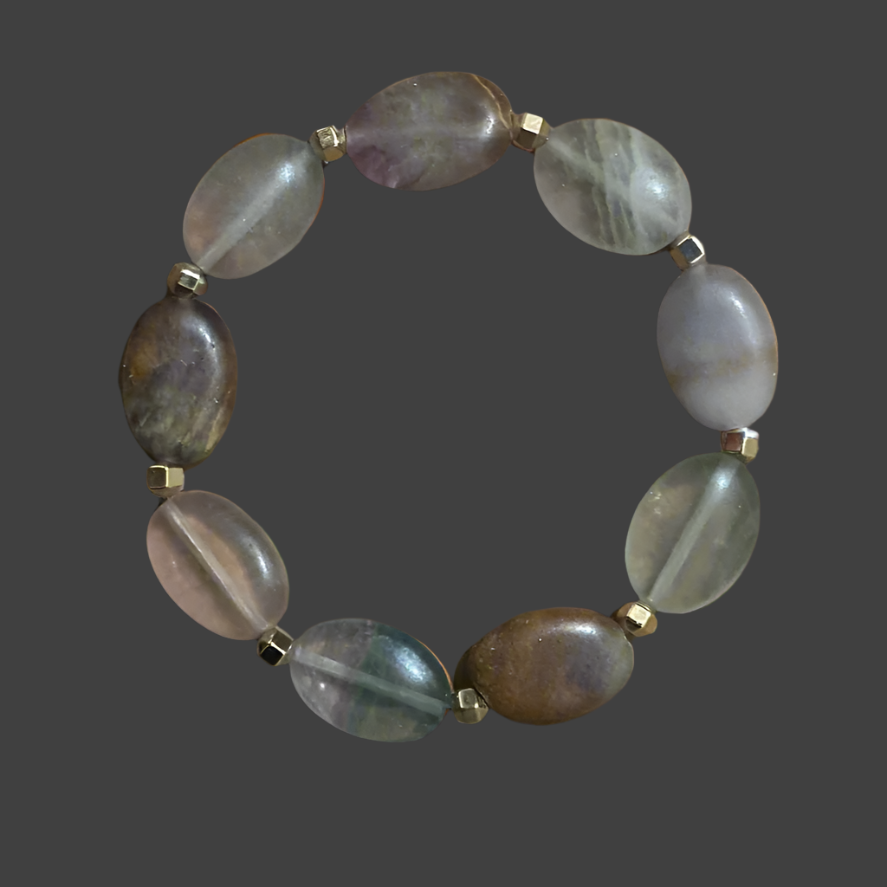 Fluorite and Gold Hematite Bracelet