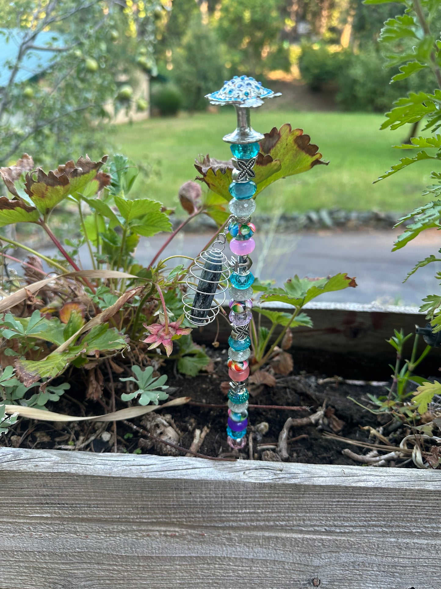 Tropical Fairy Stick with Silver Sea Turtle & Kyanite Stone