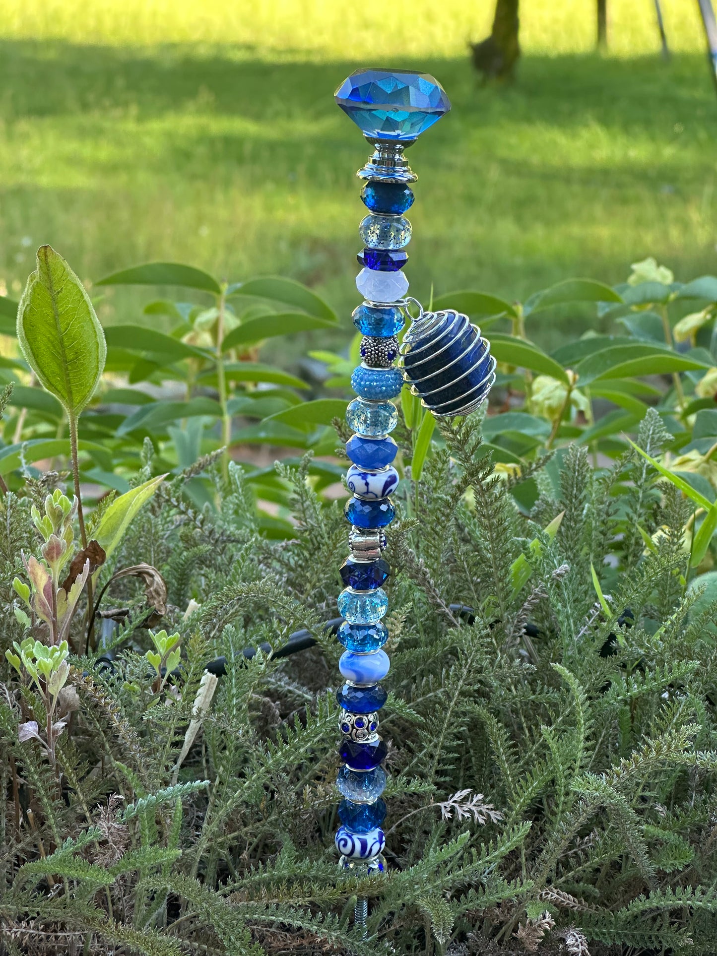 Blue & White Garden Fairy Stick with Sodalite Charm