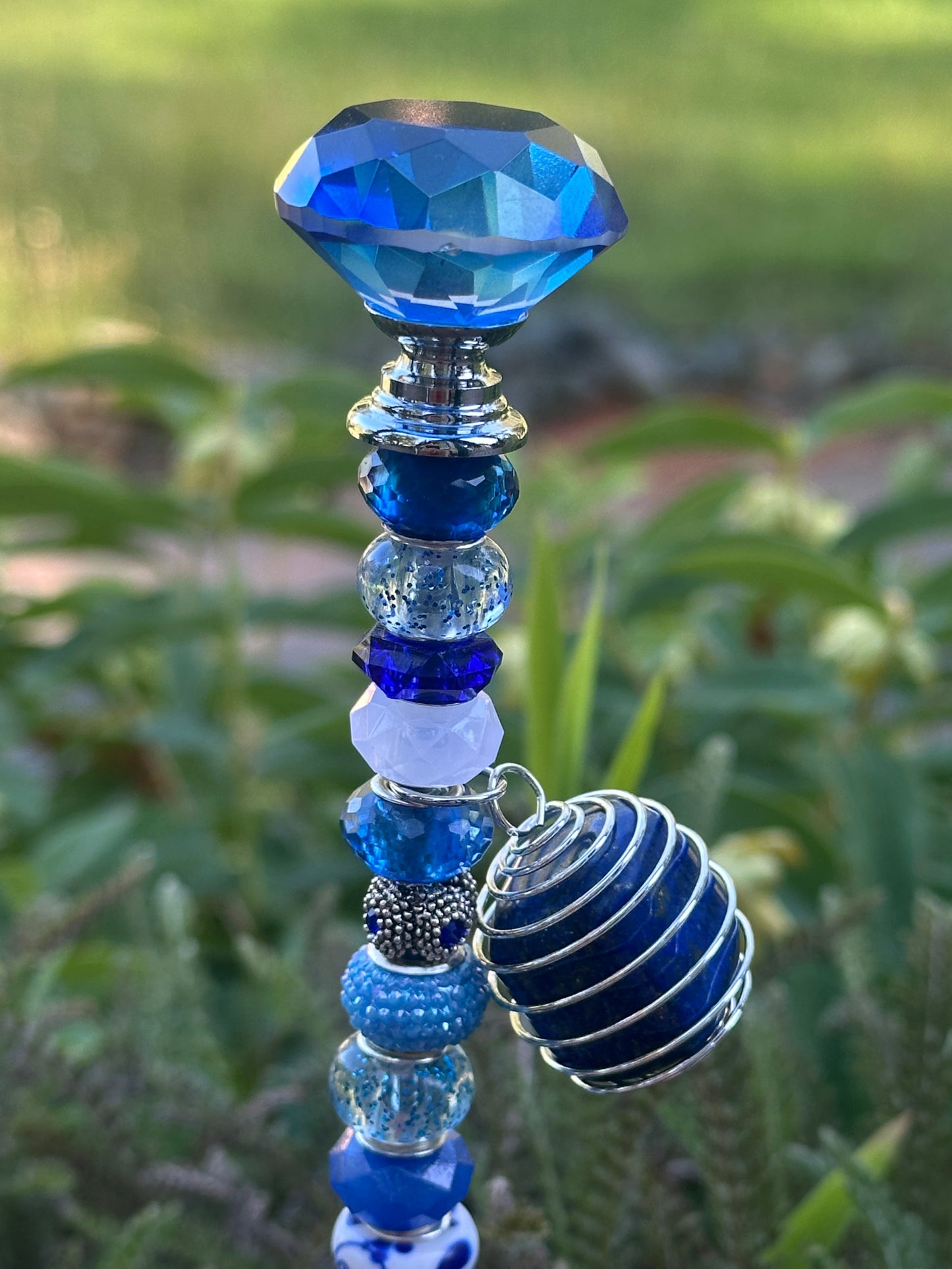 Blue & White Garden Fairy Stick with Sodalite Charm