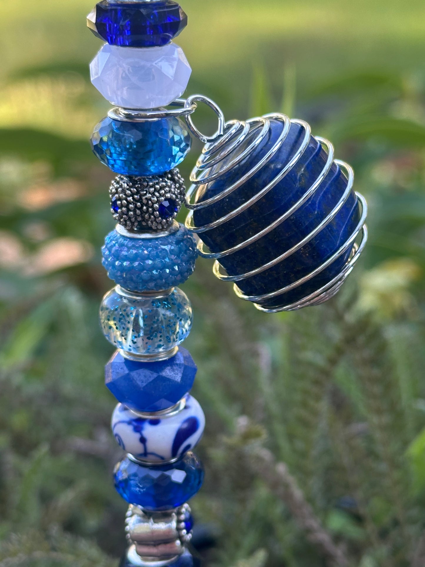 Blue & White Garden Fairy Stick with Sodalite Charm