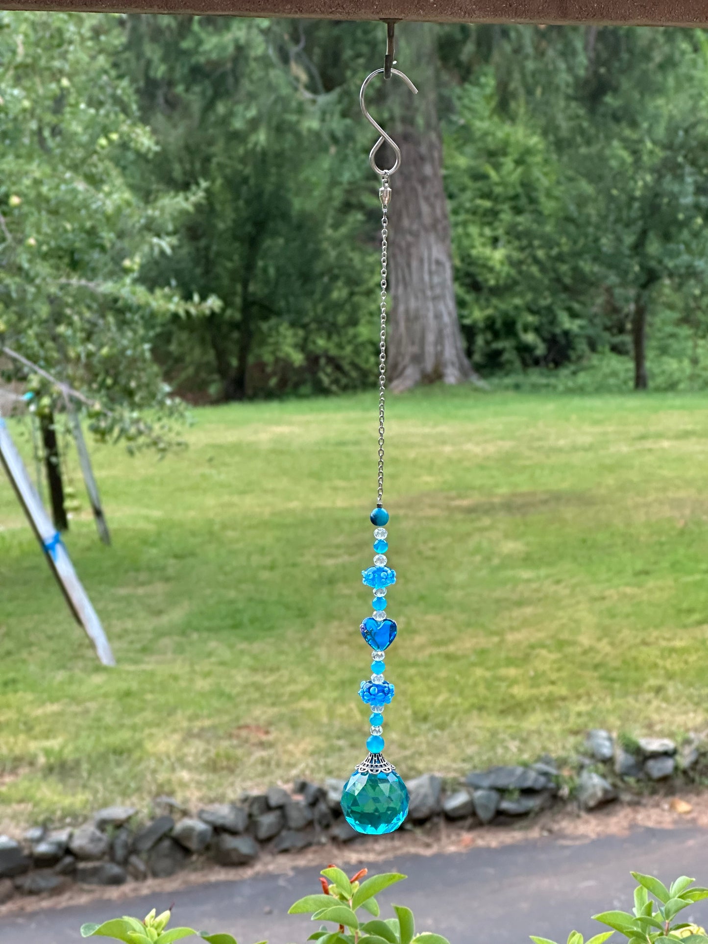 Blue stripped agate suncatcher