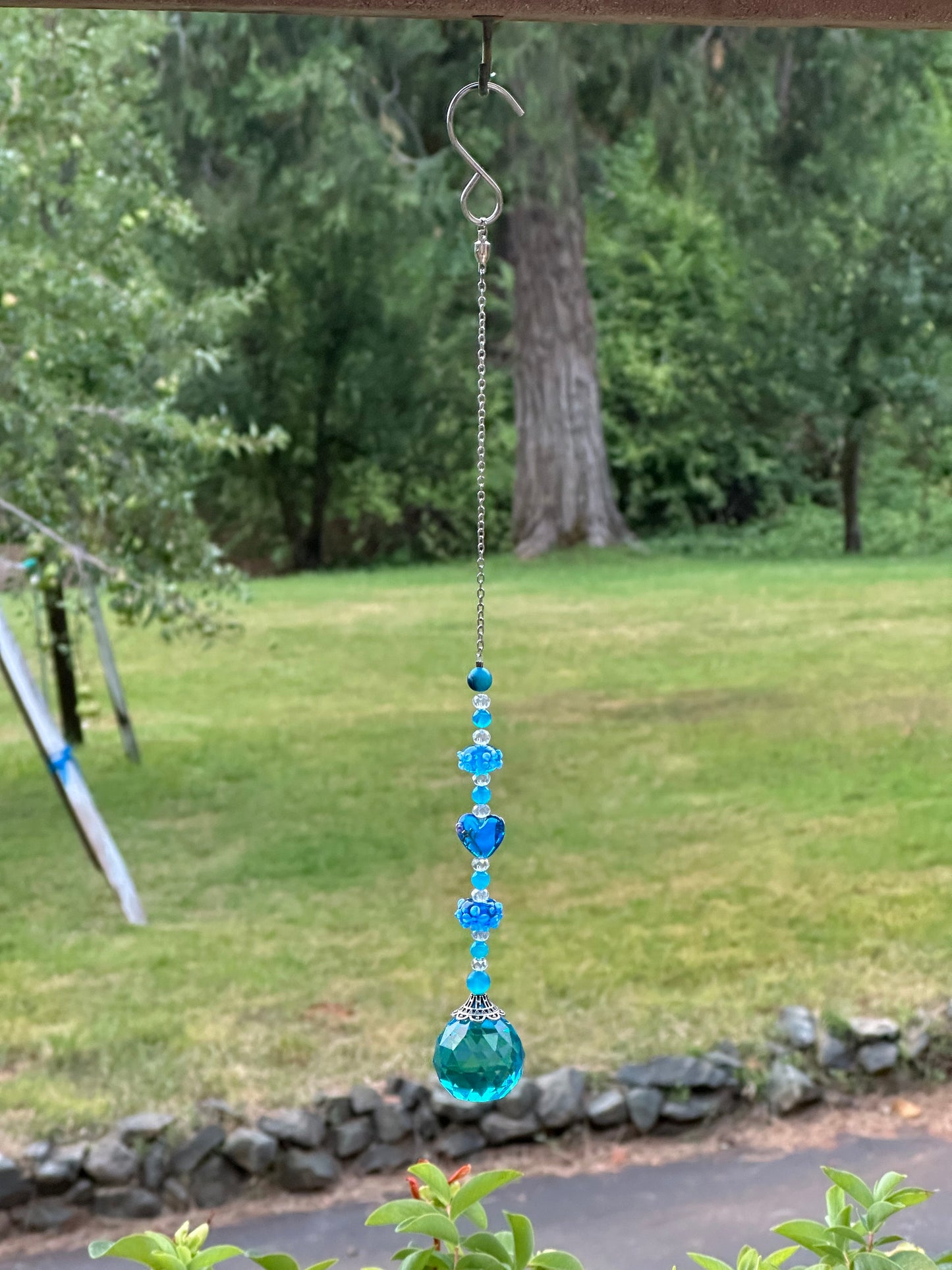 Blue stripped agate suncatcher