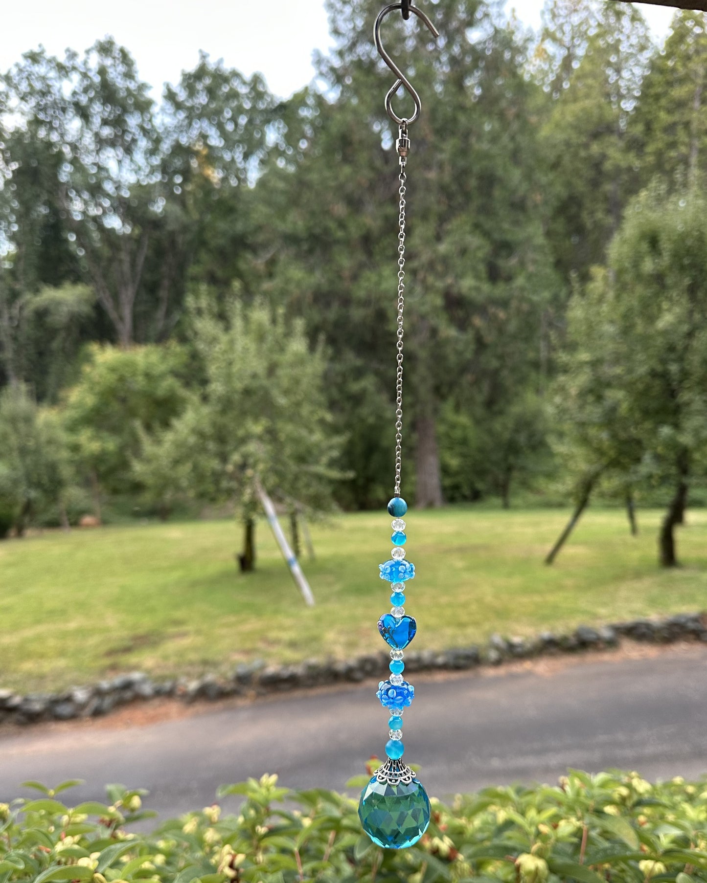 Blue stripped agate suncatcher