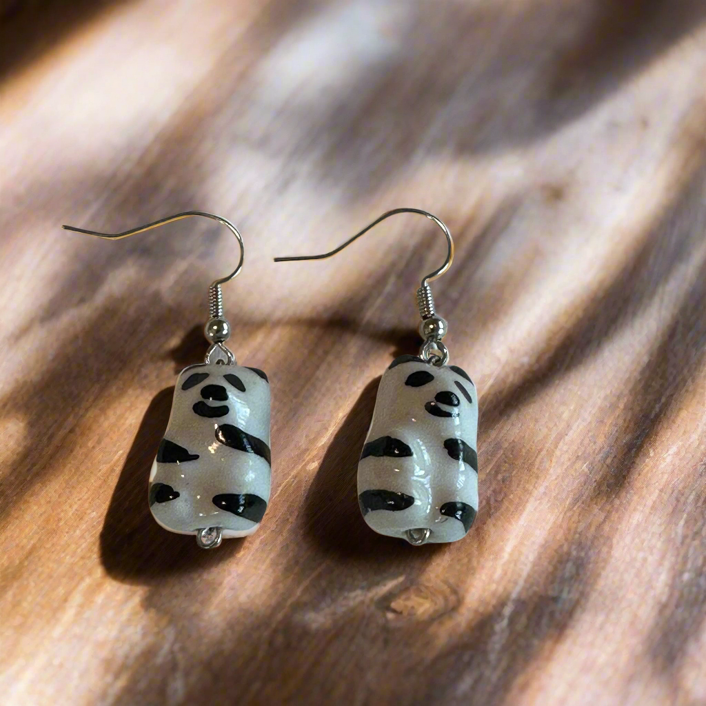 Ceramic Panda Earrings