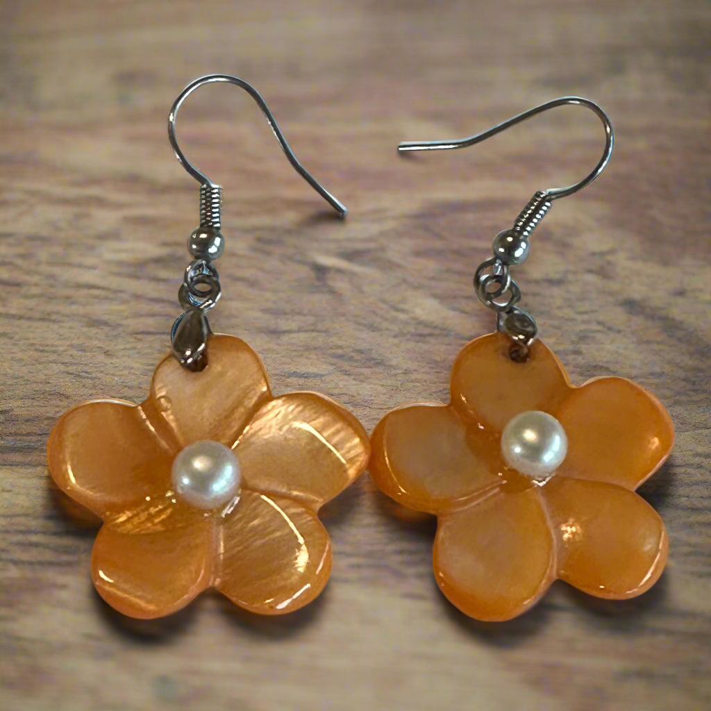 Peach Flower Earrings