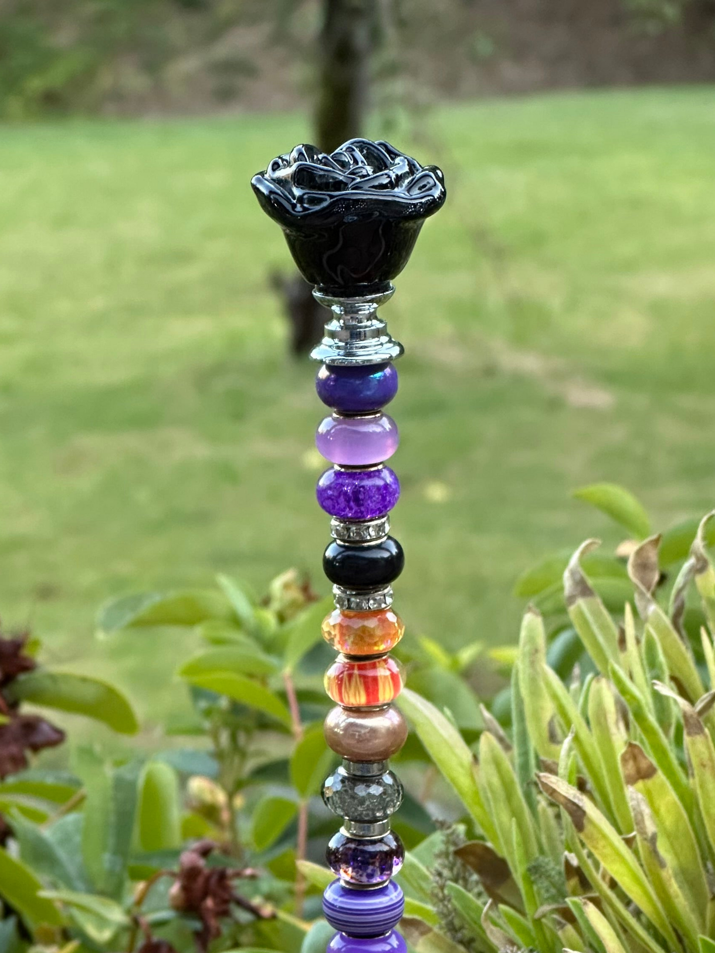 Fairy Wand Garden Stake in Black, Purple and Orange