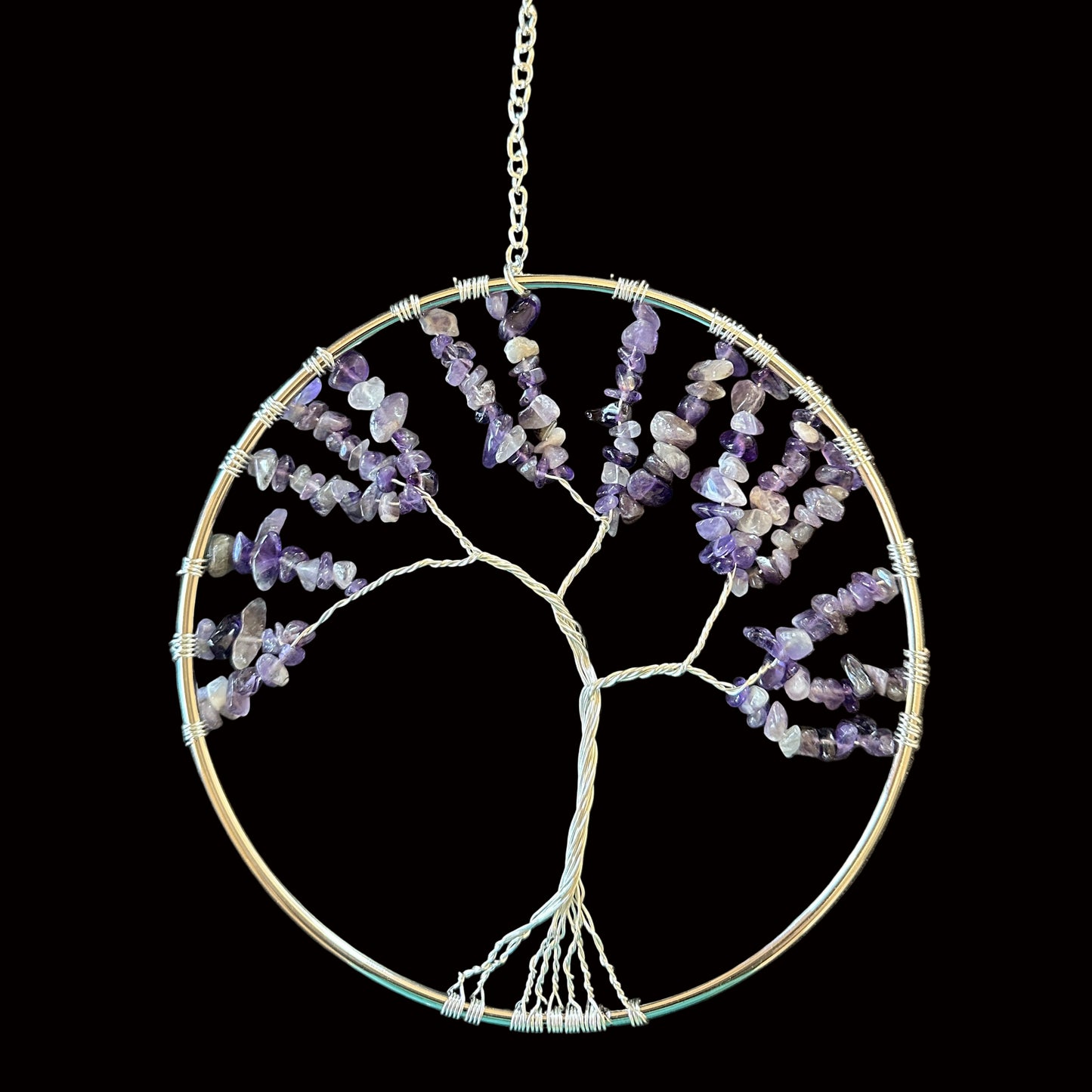 Amethyst & Silver Tree of Life – 6-Inch Wall/Window Hanging