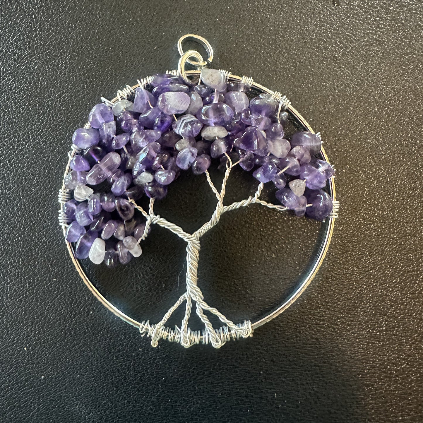Amethyst & Silver Tree of Life – 3-Inch Wall/Window Hanging