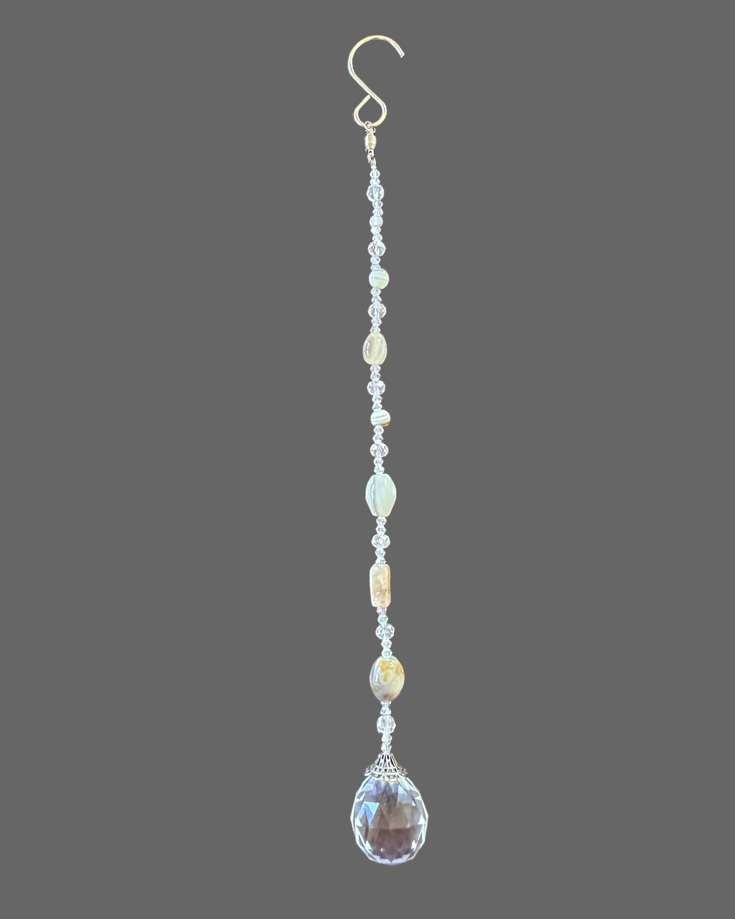 Agate and Clear Faceted Glass Suncatcher