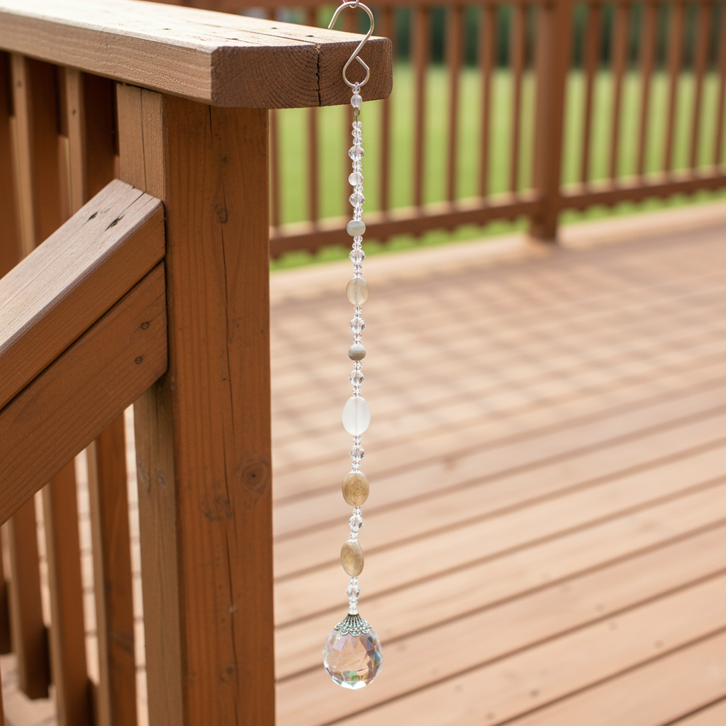 Agate & Clear Glass Faceted Suncatcher with 30 mm Crystal Prism