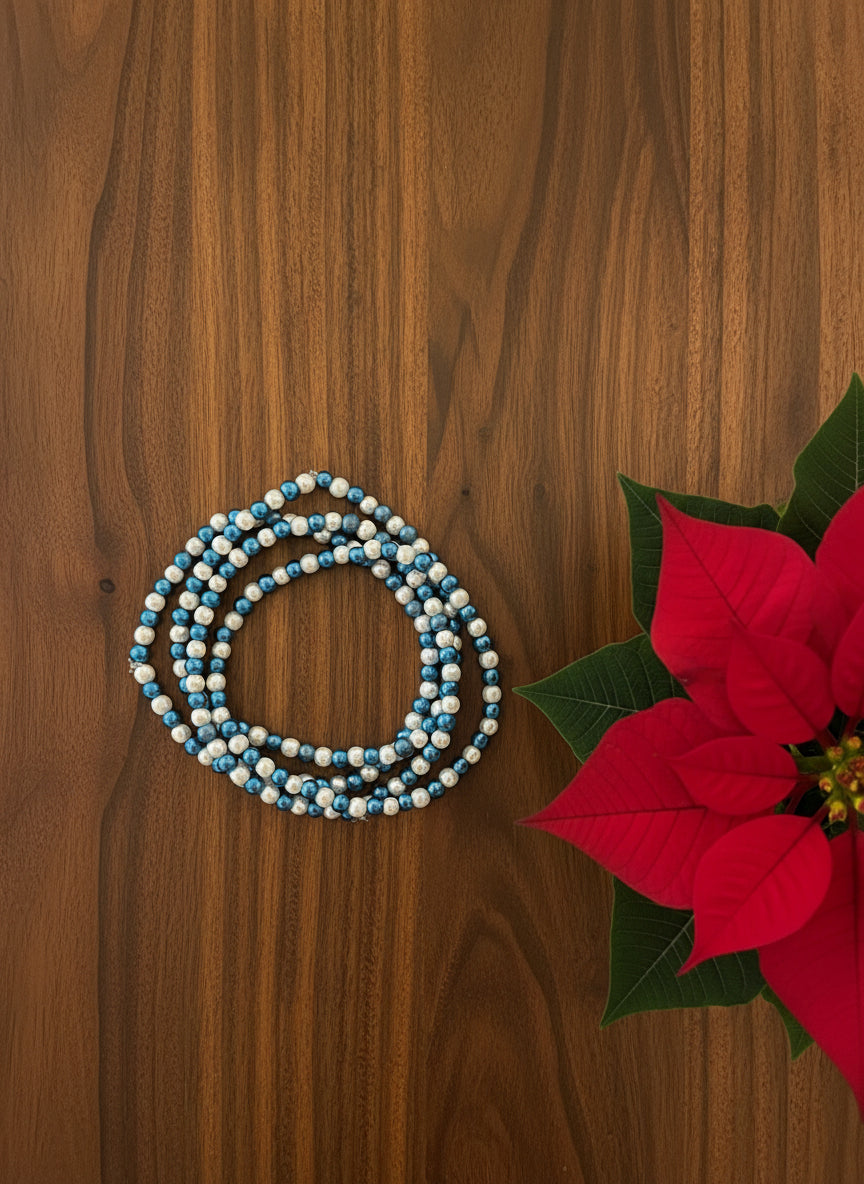 Blue and White Glass Pearl Stackable Bracelets