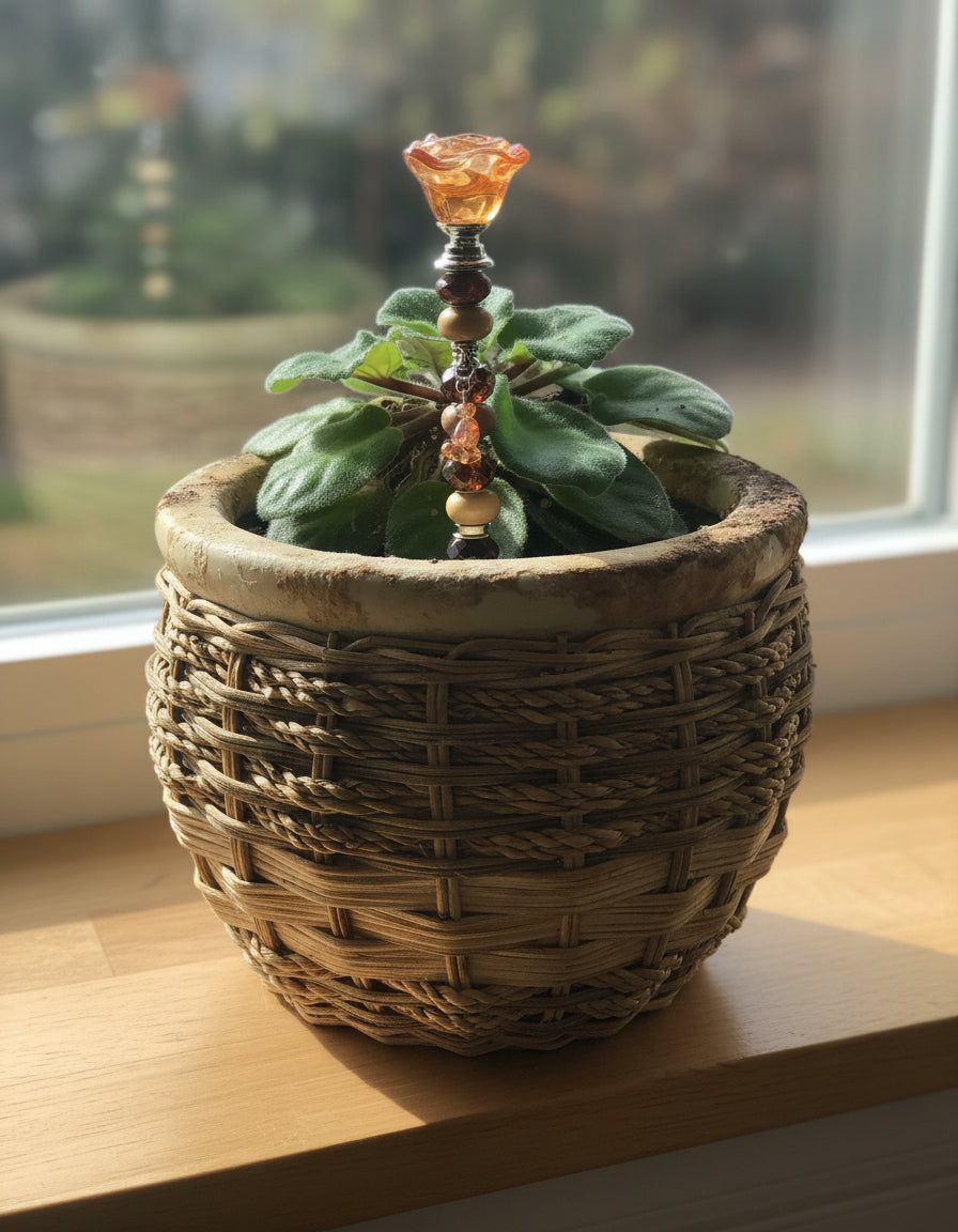 Fairy Wand Garden Stake in Orange, Amber and Silver