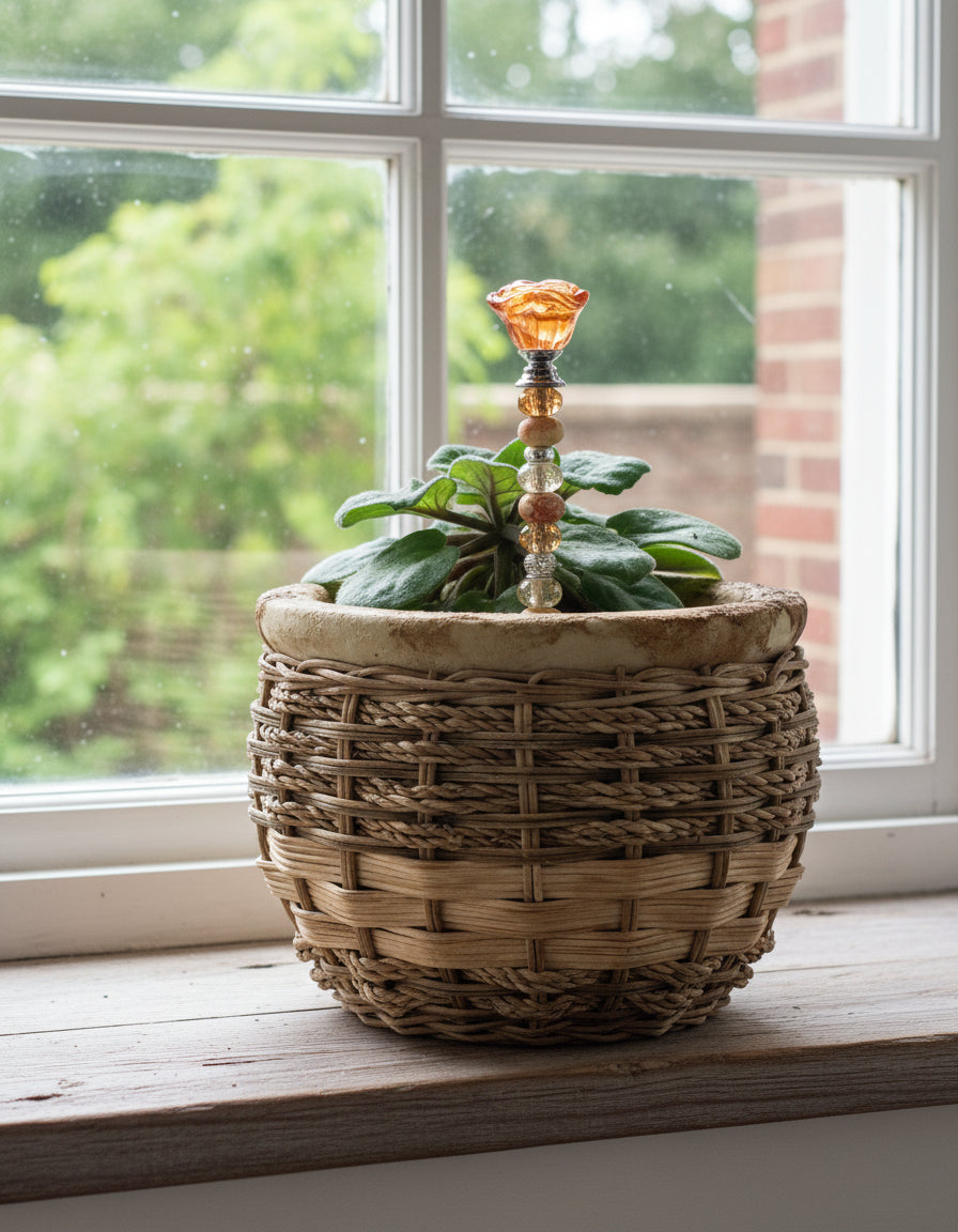 Fairy Wand Garden Stake in Orange and Silver