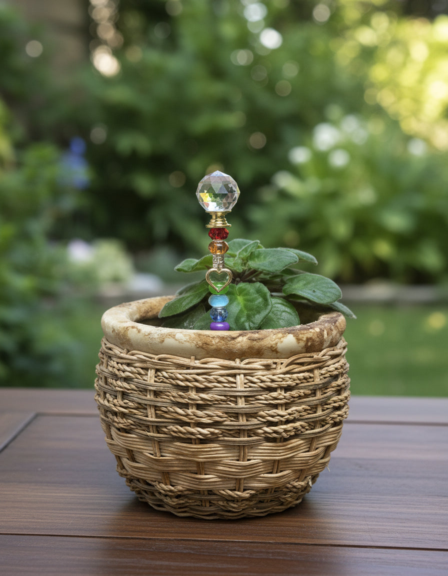 Fairy Wand Garden Stake in Multiple Shades with Gold Heart Charm