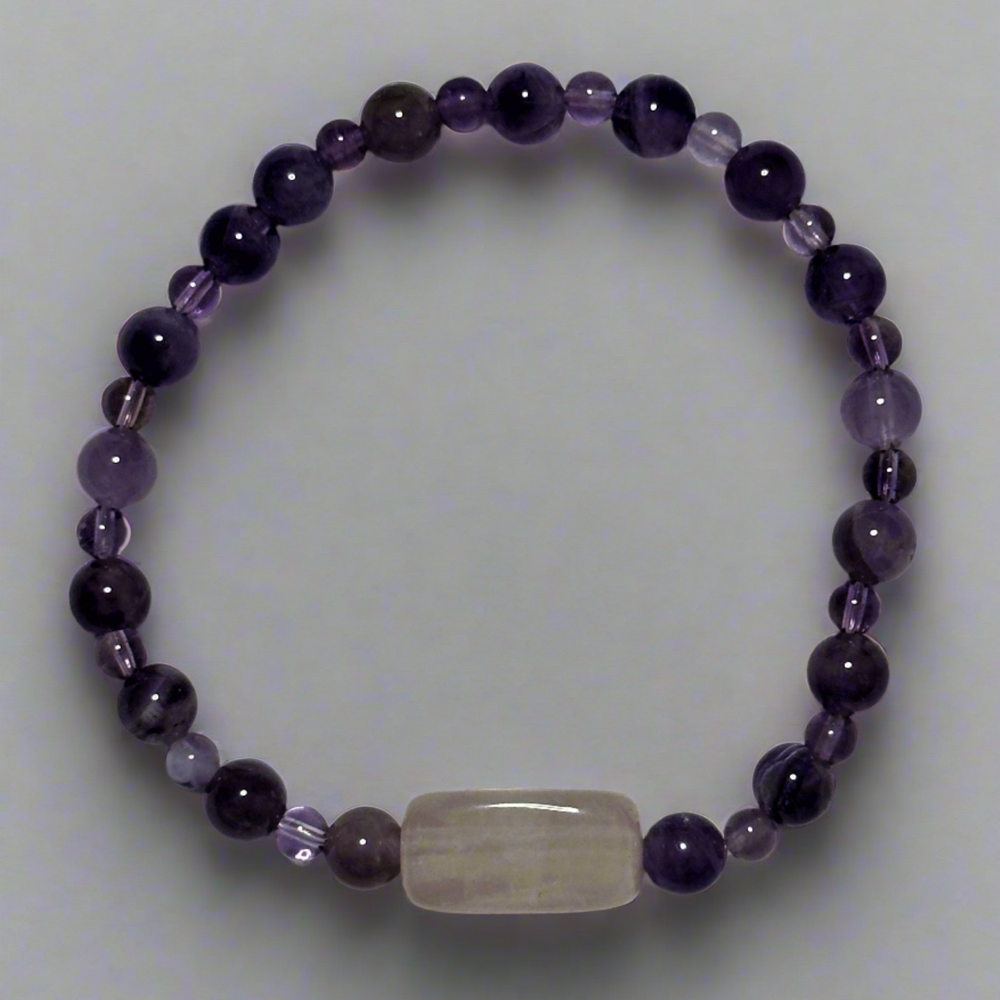 Amethyst With Rose Quartz Nugget Center Bead Bracelet