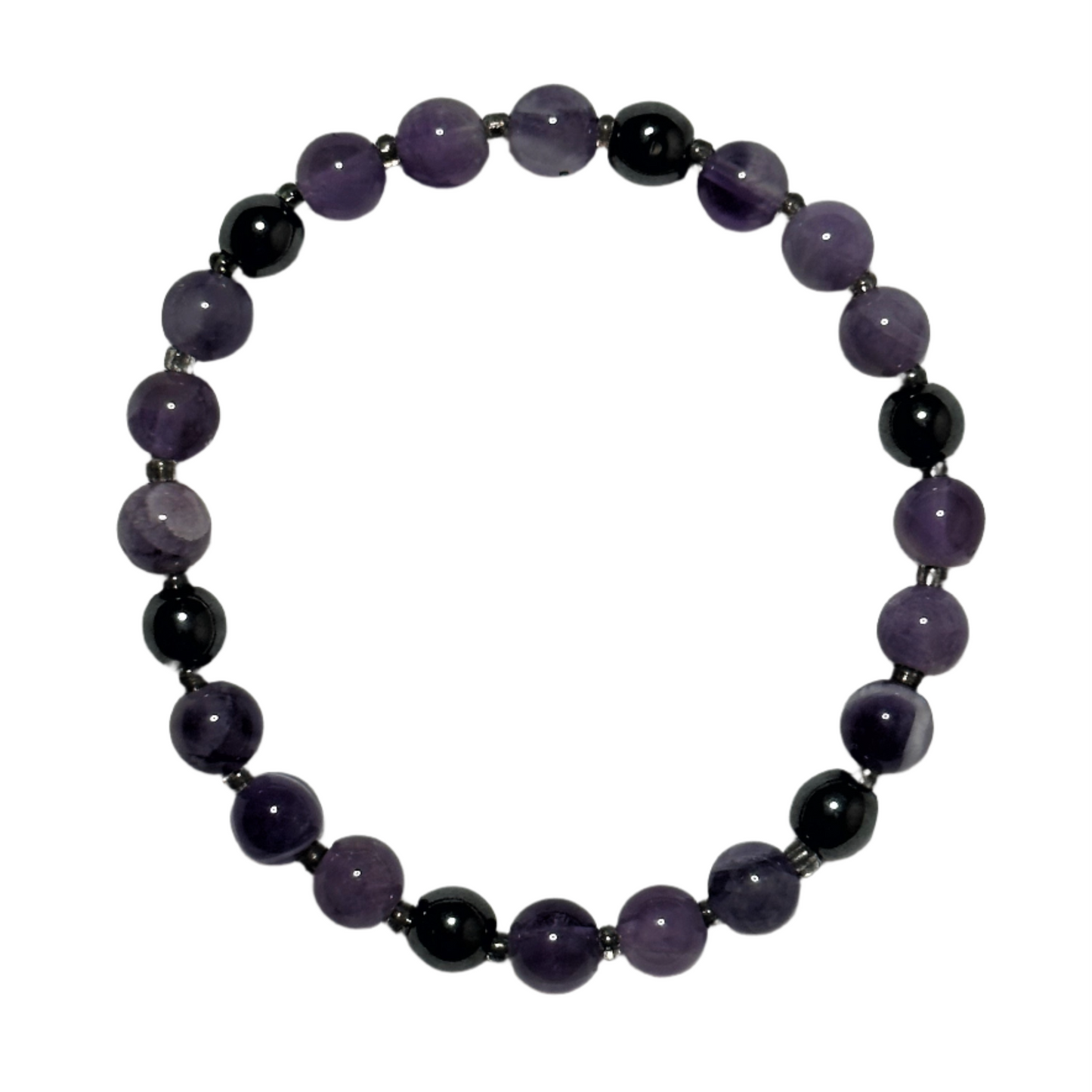 Amethyst and Gray Hematite Bracelet