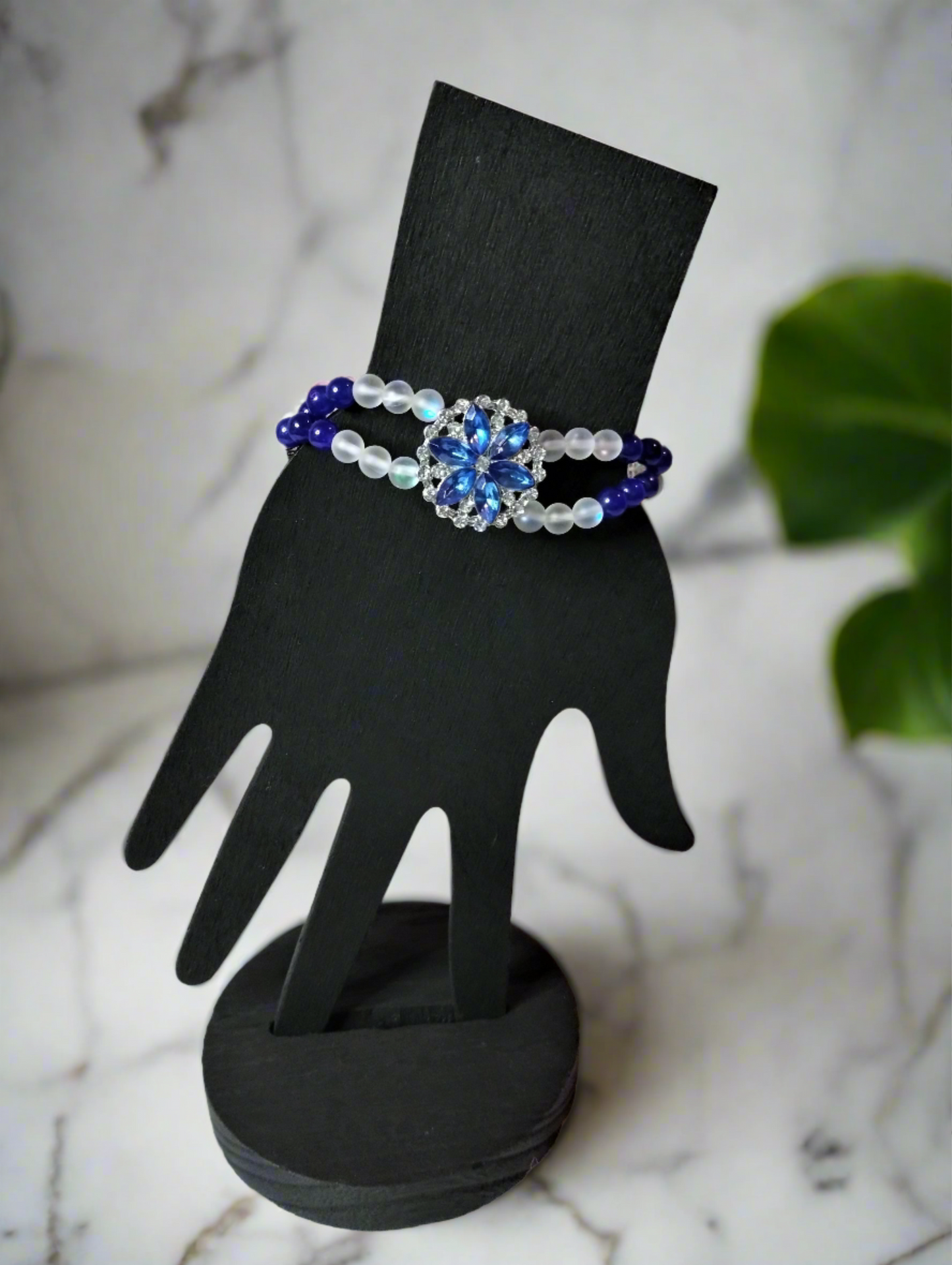 Two Strand Blue Aventurine and Synthetic Opal Bracelet