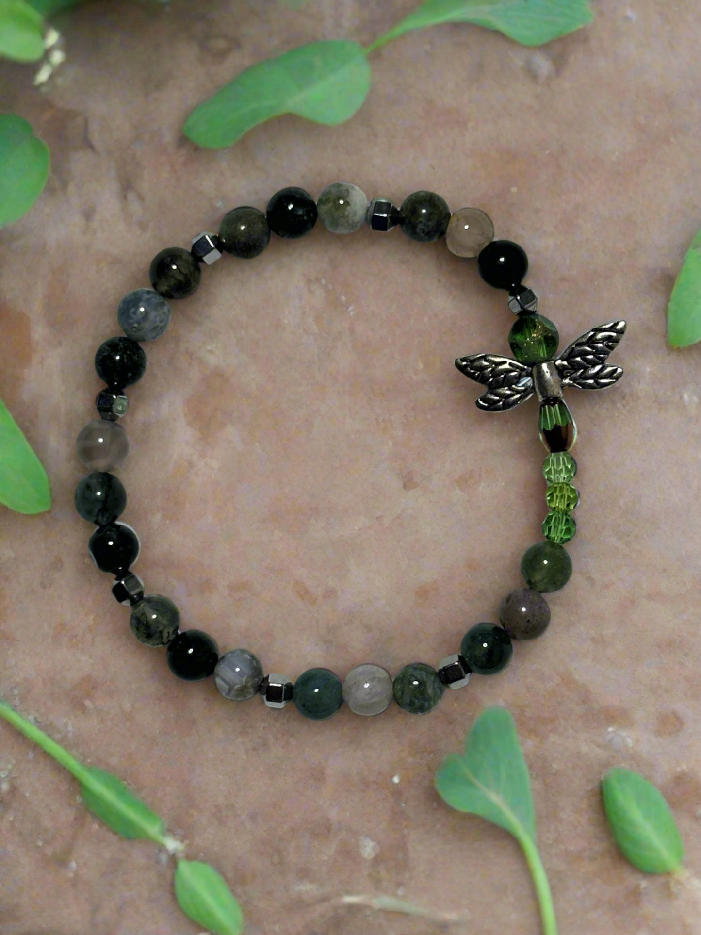 Fancy Jasper and Hematite Dragonfly Bracelet