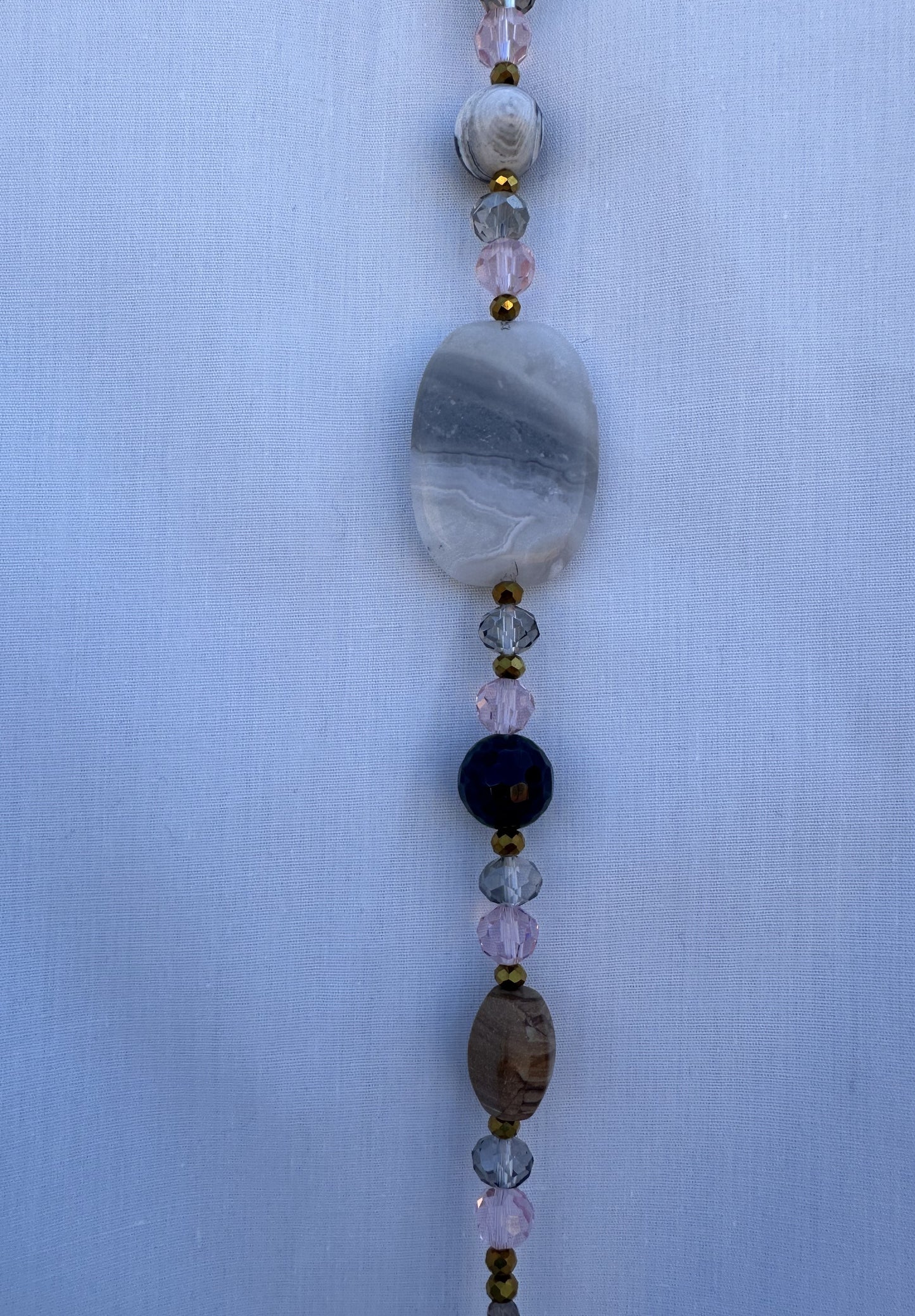 Gray Agate & Crystal Glass Suncatcher with Ceramic Accents