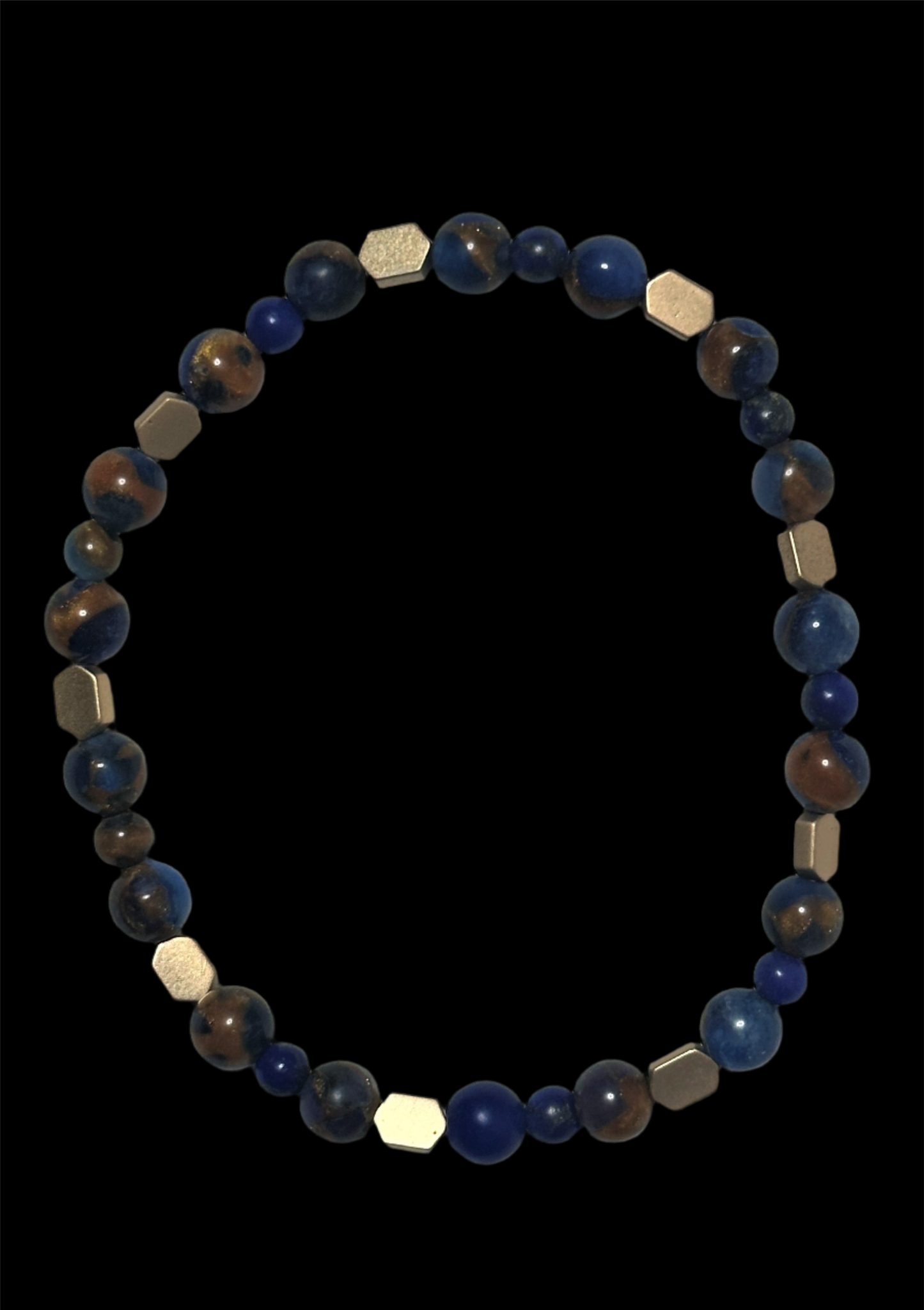 Sapphire Impression Jasper and Gold Hematite Bracelet