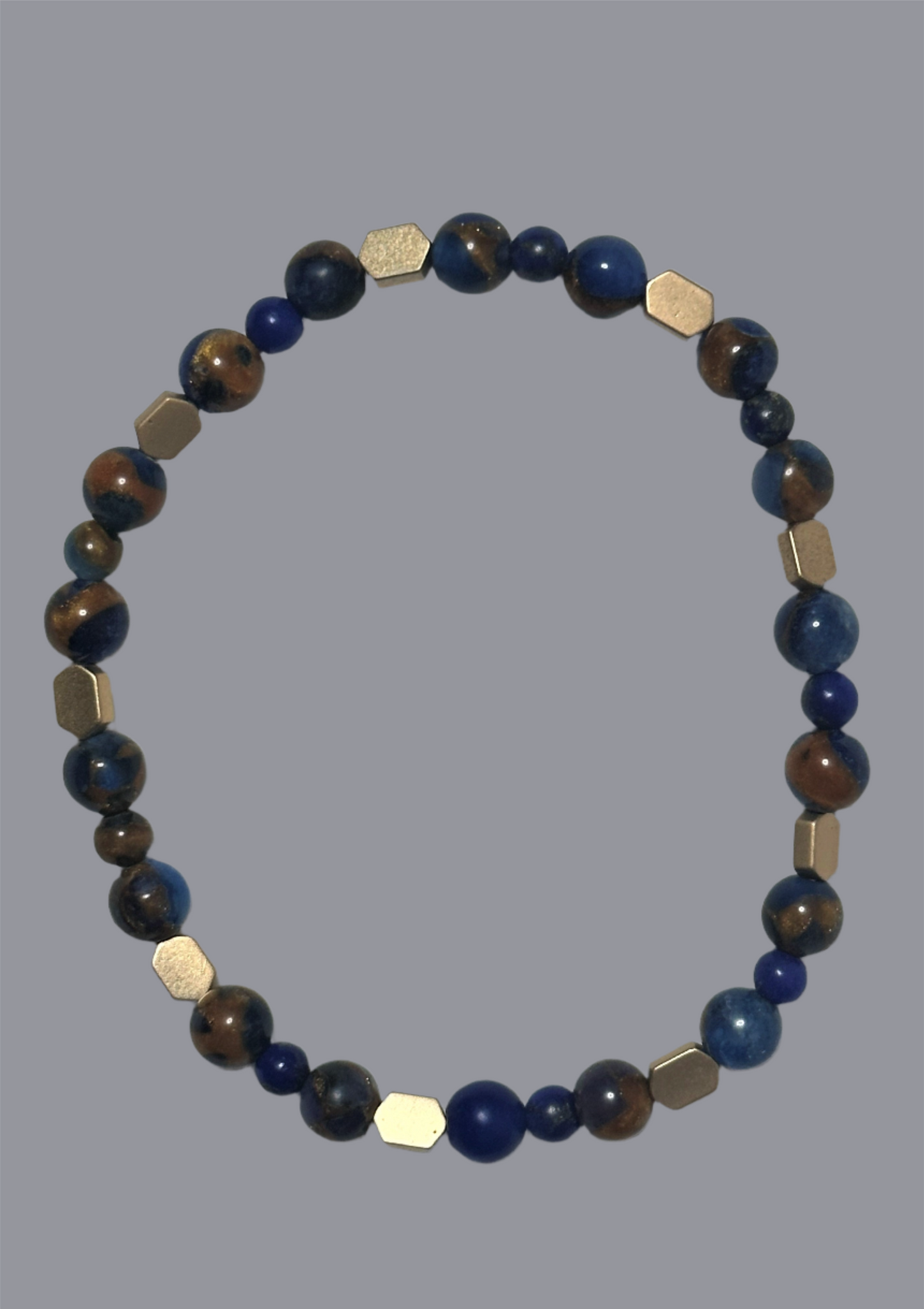 Sapphire Impression Jasper and Gold Hematite Bracelet
