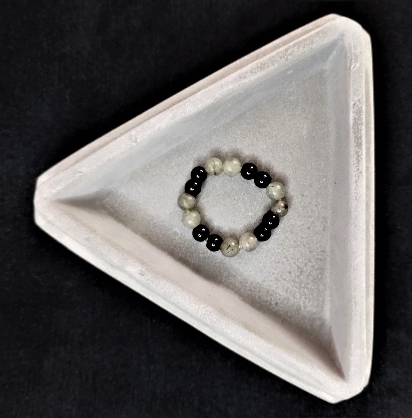 Labradorite and Black Jade Natural Stone Ring