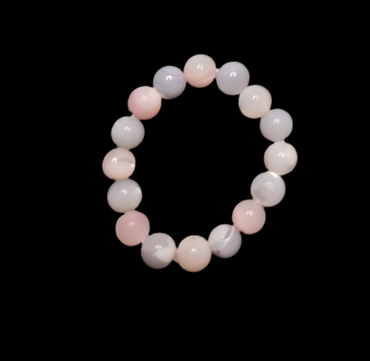 Gray and Pink Mother of Pearl Stretch Ring