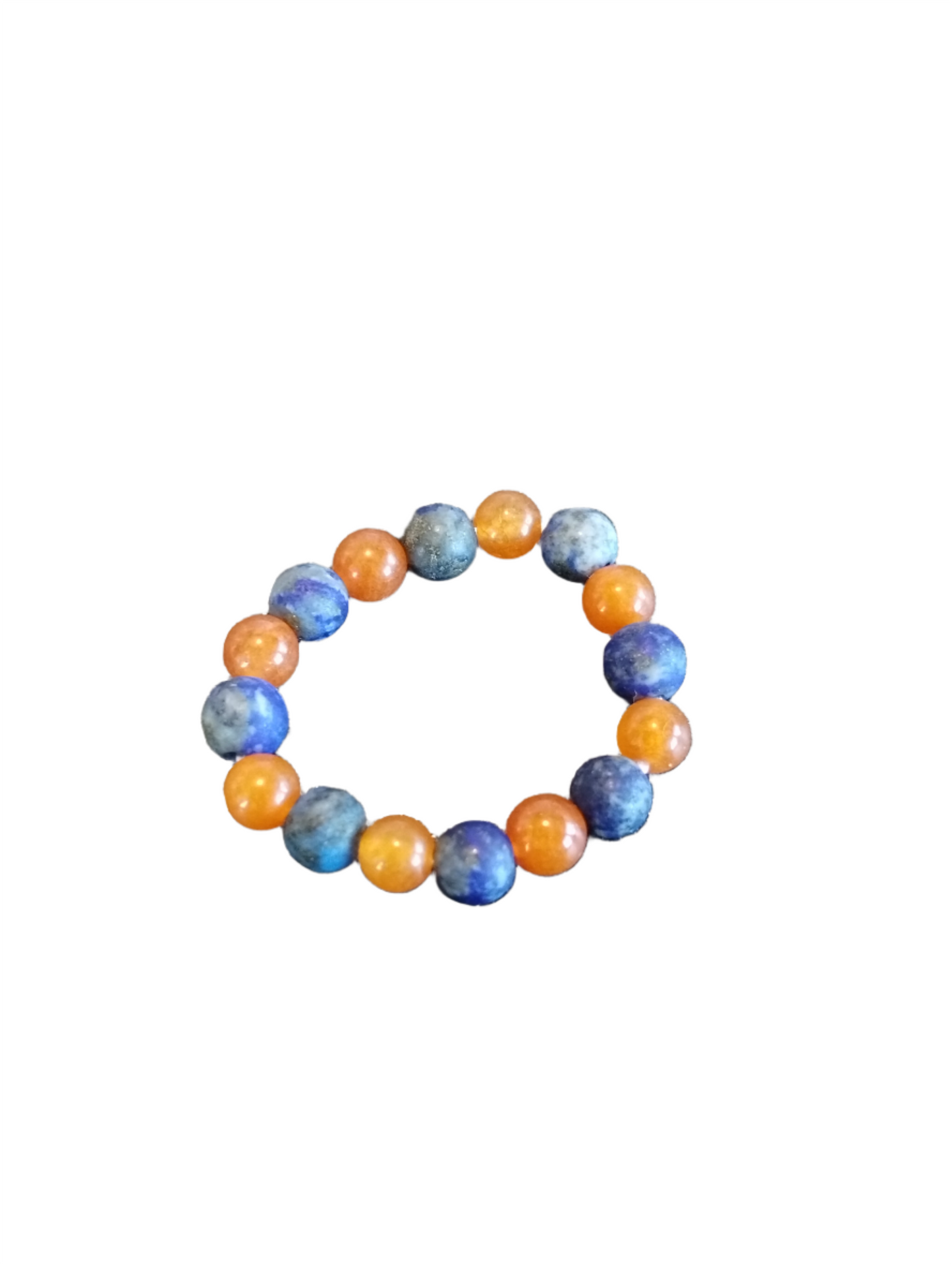 Sodalite and and Orange Quartz Natural Stone Stretch Ring
