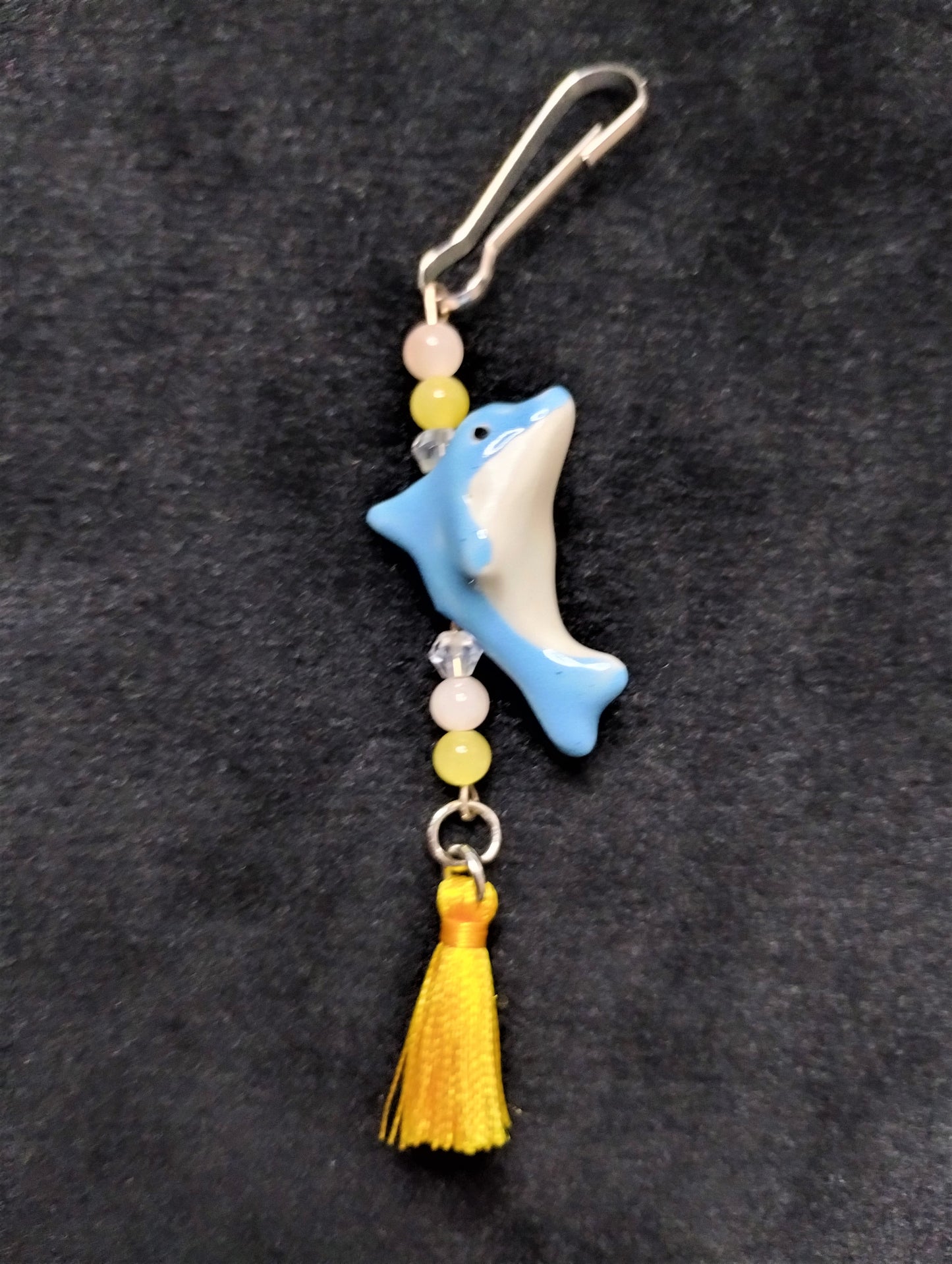 Purse/Backpack Charm With Blue Dolphin Charm