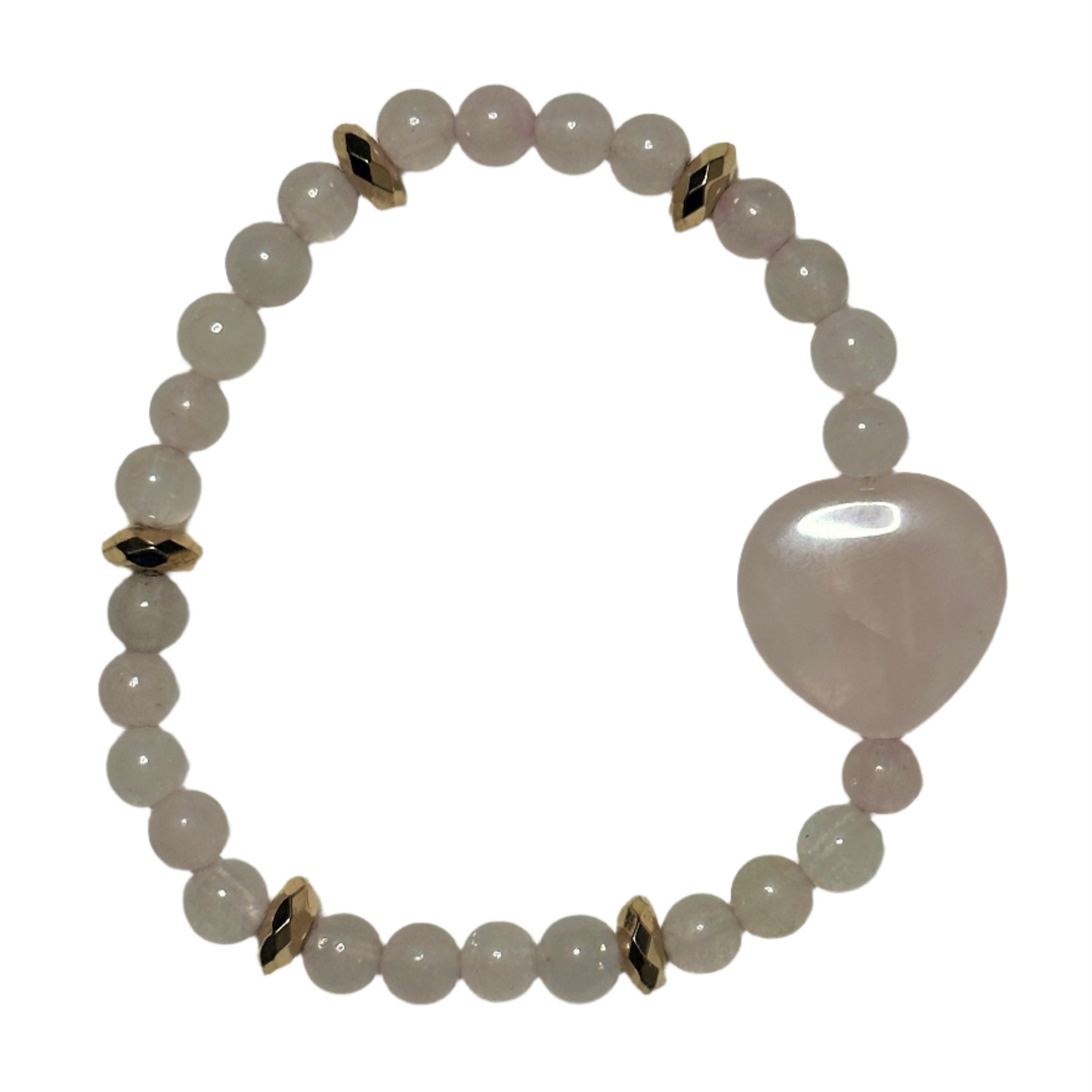 Rose Quartz and Gold Faceted Hematite Bracelet