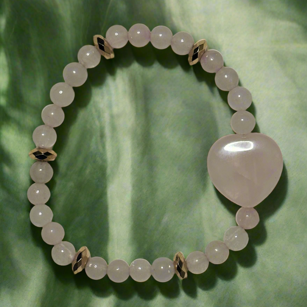 Rose Quartz and Gold Faceted Hematite Bracelet