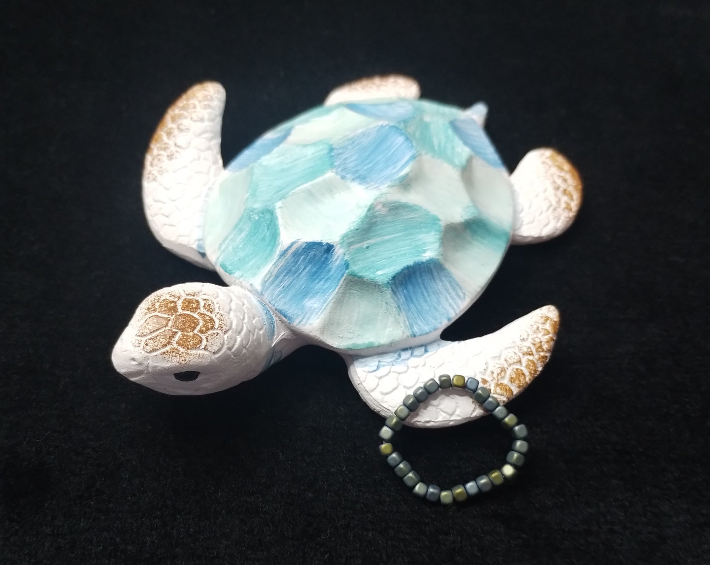 Aqua Luster Hematite Ring