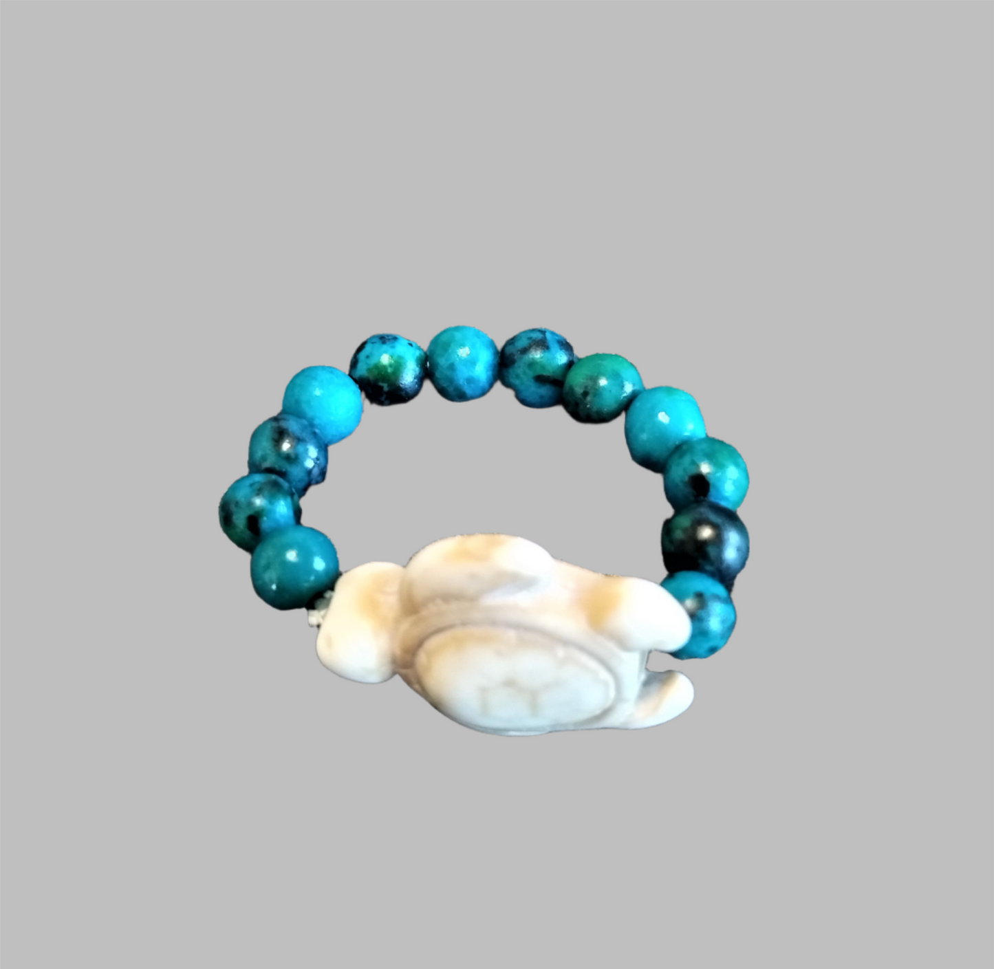 Aqua Imperial Jasper Stone Turtle Ring