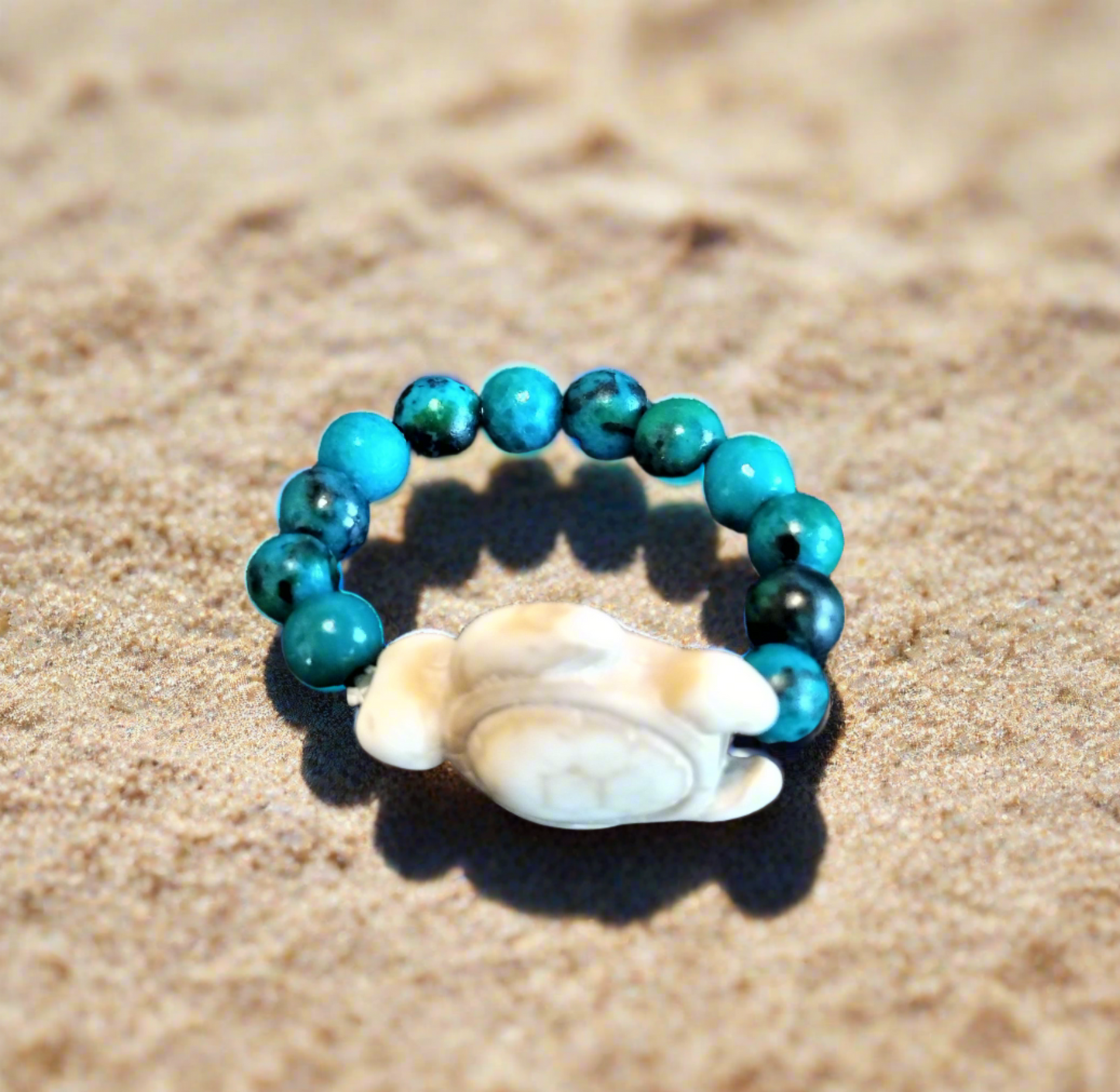 Aqua Imperial Jasper Stone Turtle Ring