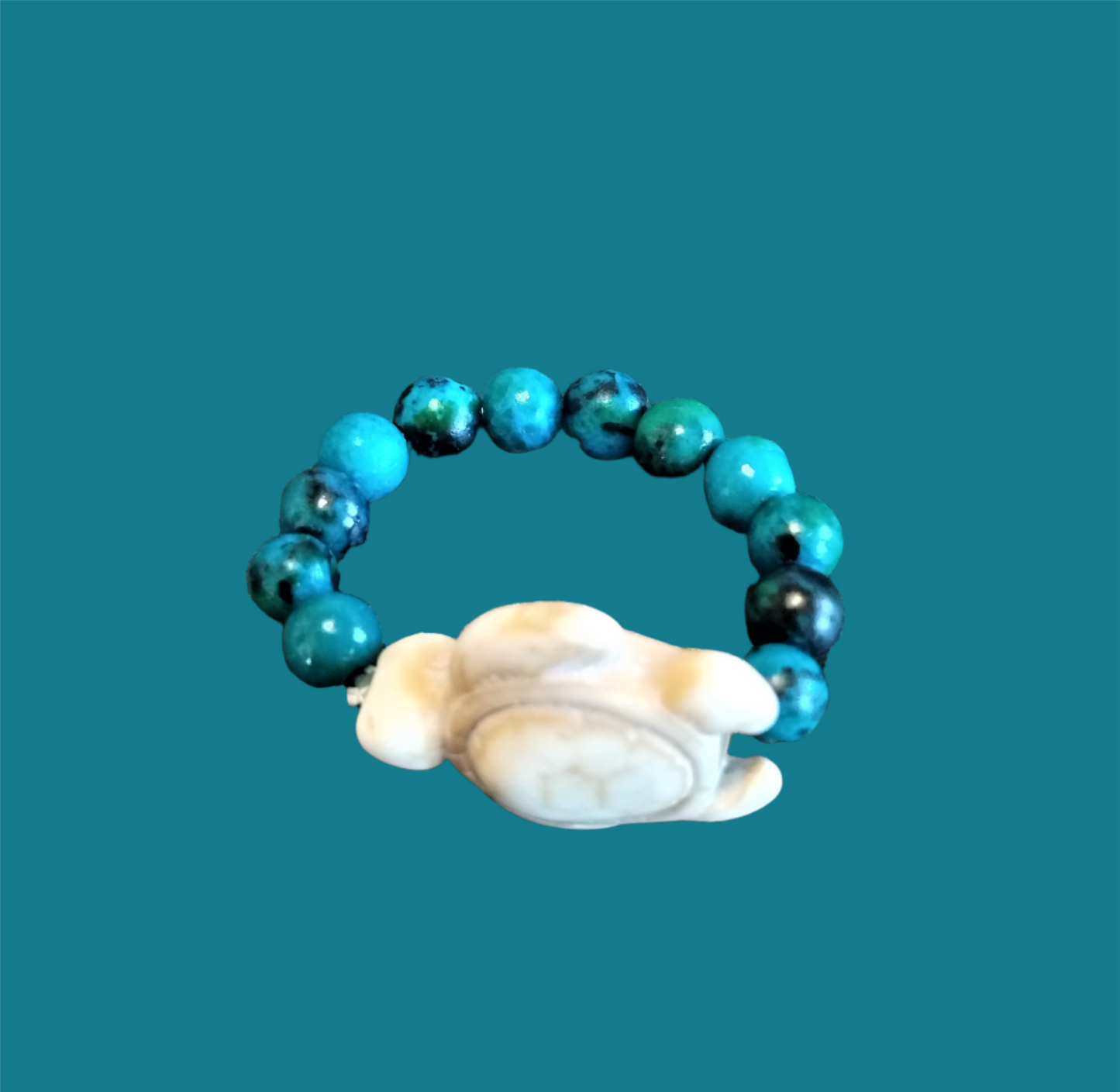 Aqua Imperial Jasper Stone Turtle Ring