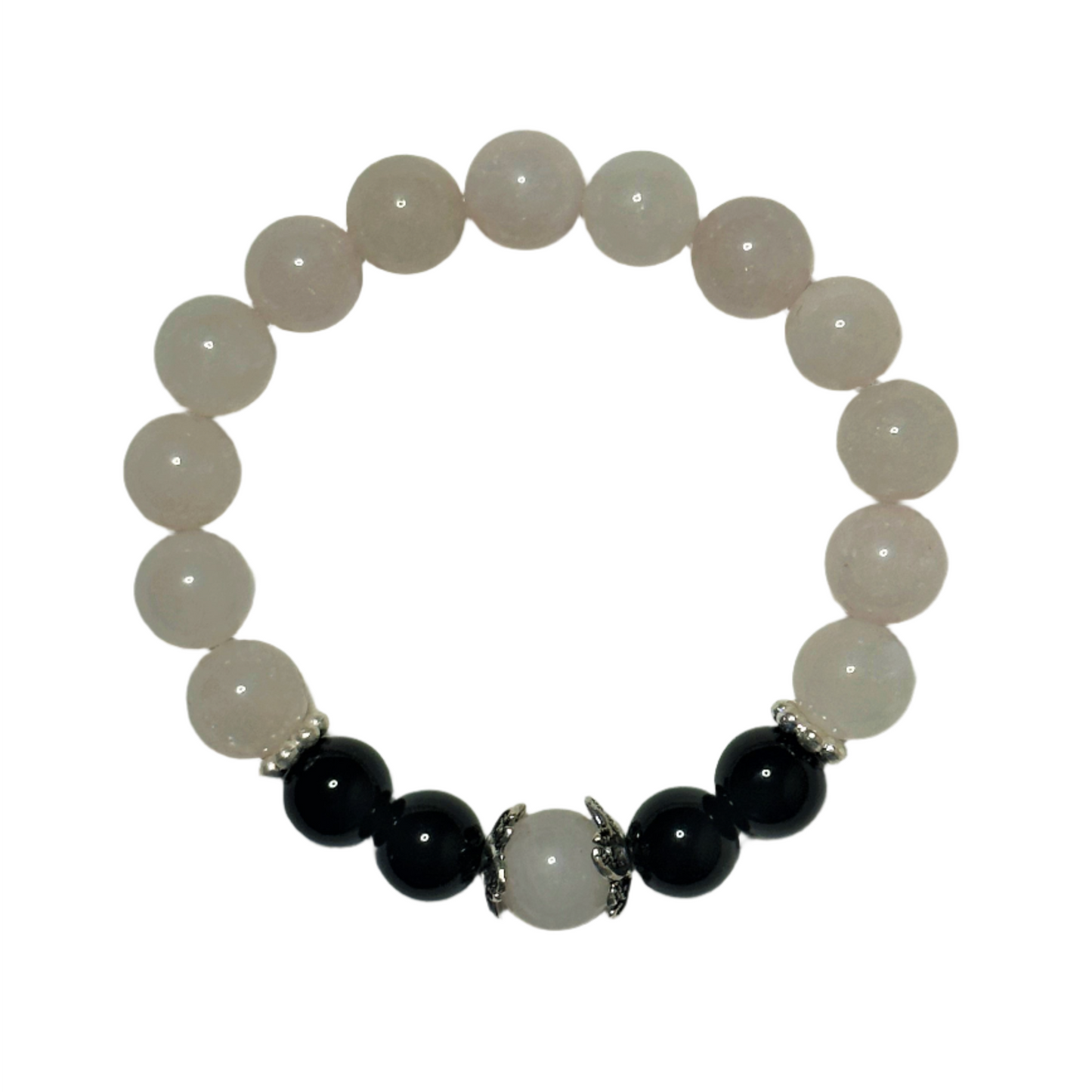 White Quartzite and Black Jasper Bracelet
