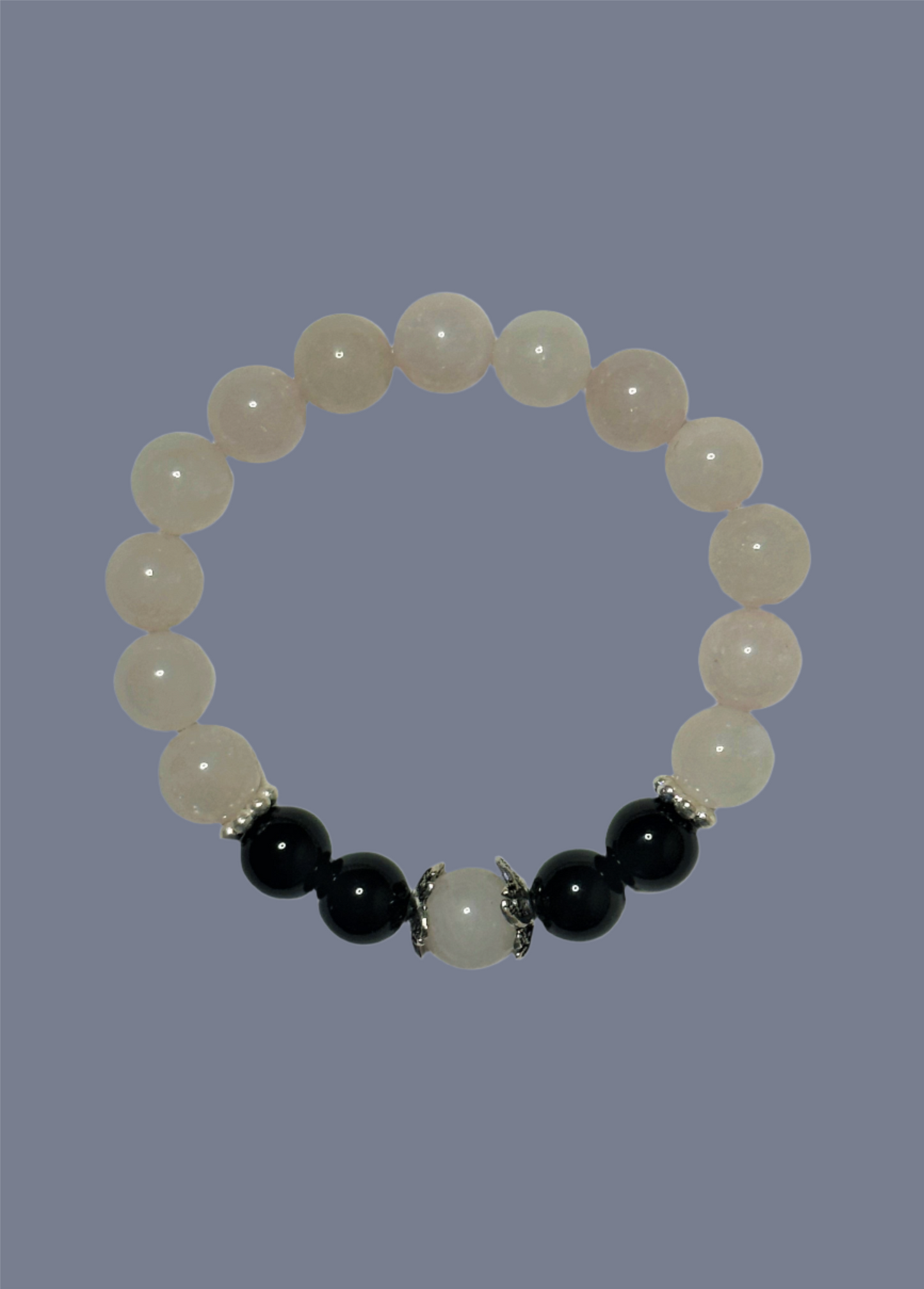 White Quartzite and Black Jasper Bracelet