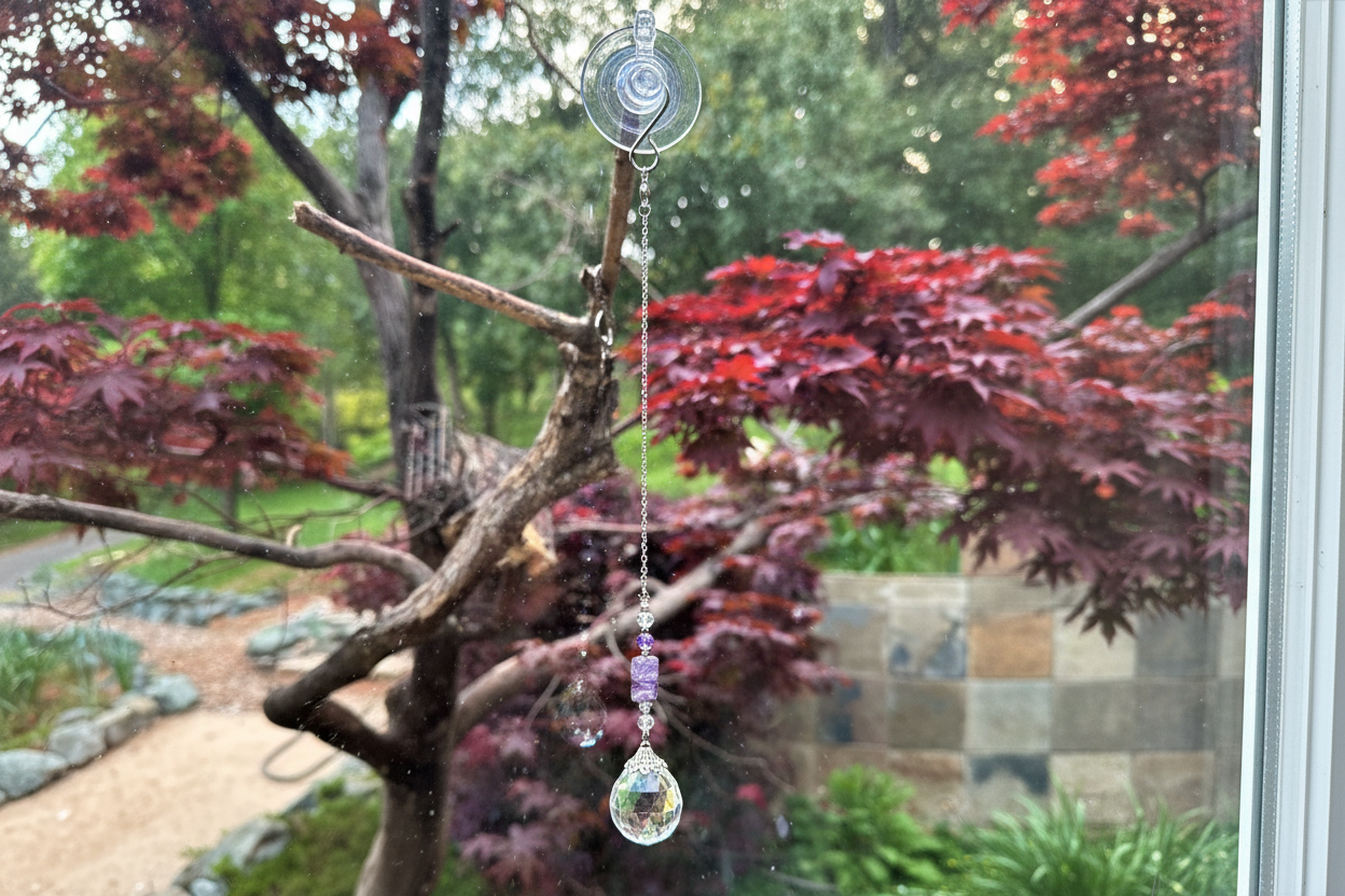 Amethyst and Glass Crystal Bead Suncatcher