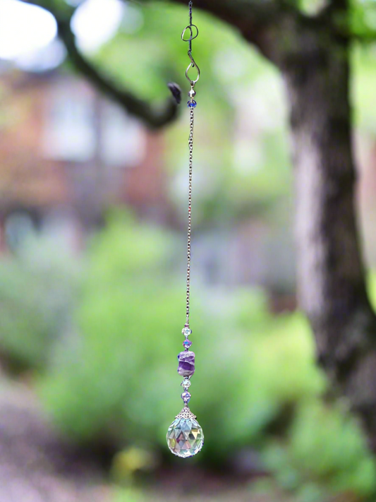 Amethyst and Glass Crystal Bead Suncatcher