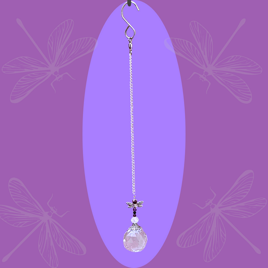 Amethyst Dragonfly on Silver Chain Suncatcher